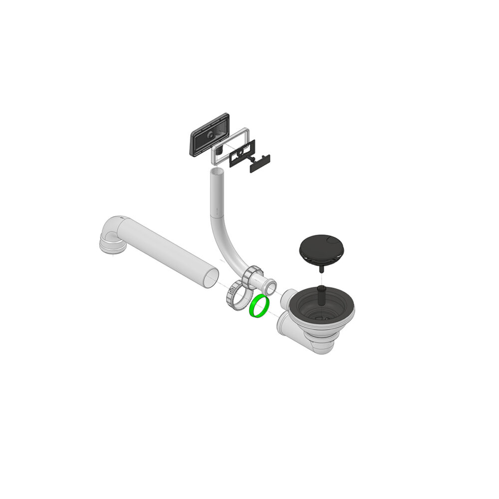 Accessoire Vidage automatique pour plan de travail - Kit Bonde trop plein rectangle 67 Black
