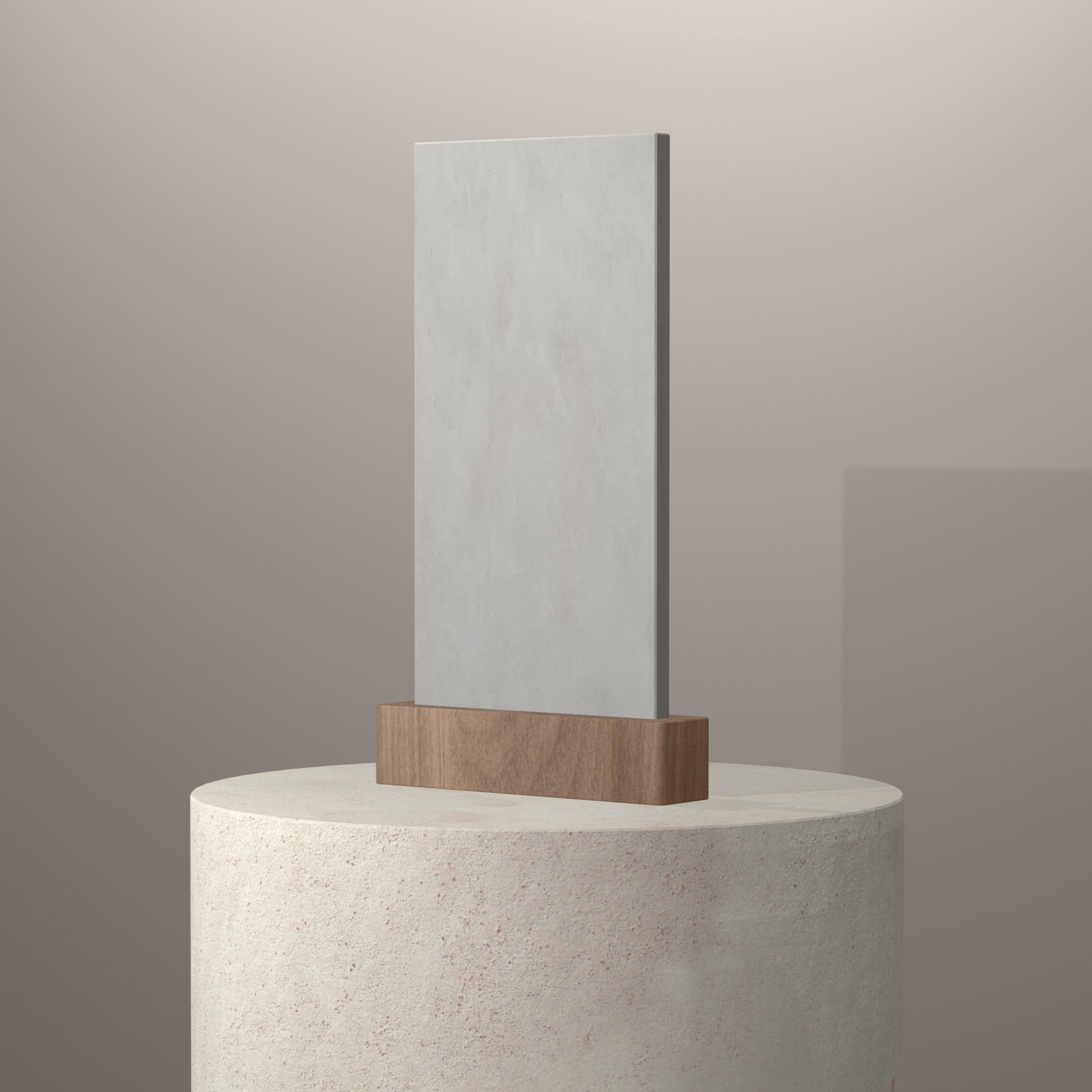 Rendu 3D du coloris Sandik sur piédestal