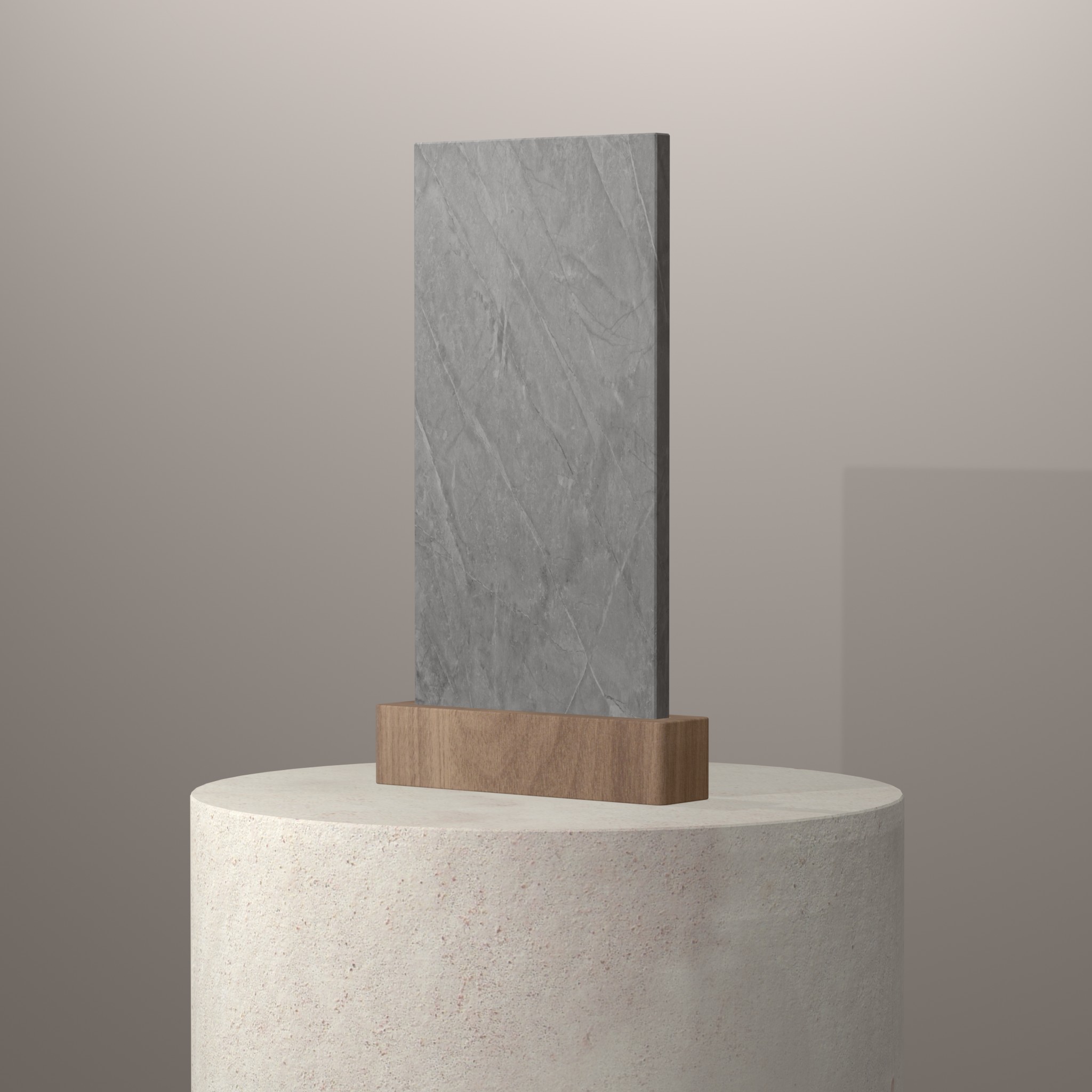 Rendu 3D du coloris Soke sur piédestal