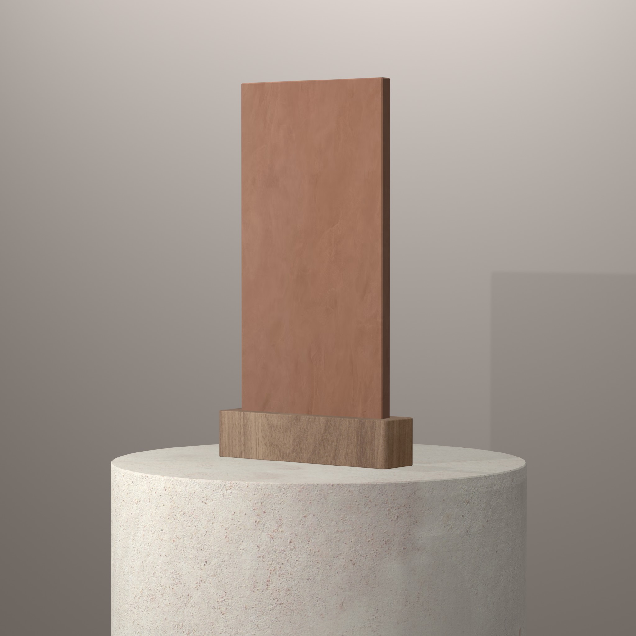 Rendu 3D du coloris Umber sur piédestal