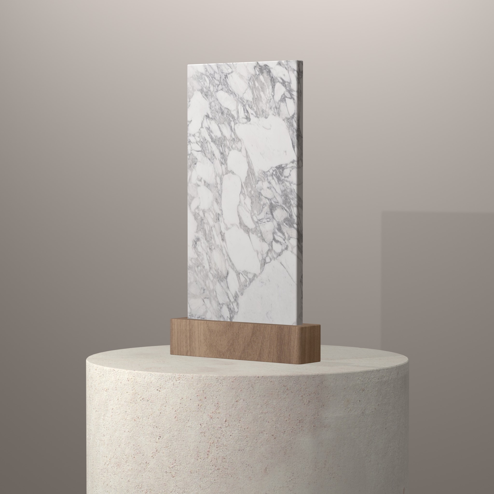 Rendu 3D du coloris Calacatta Magnifico sur piédestal