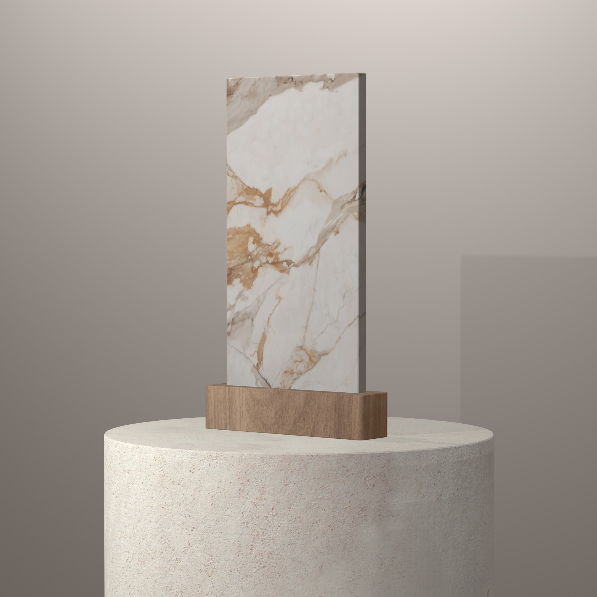 Rendu 3D du coloris Antique Oro sur piédestal
