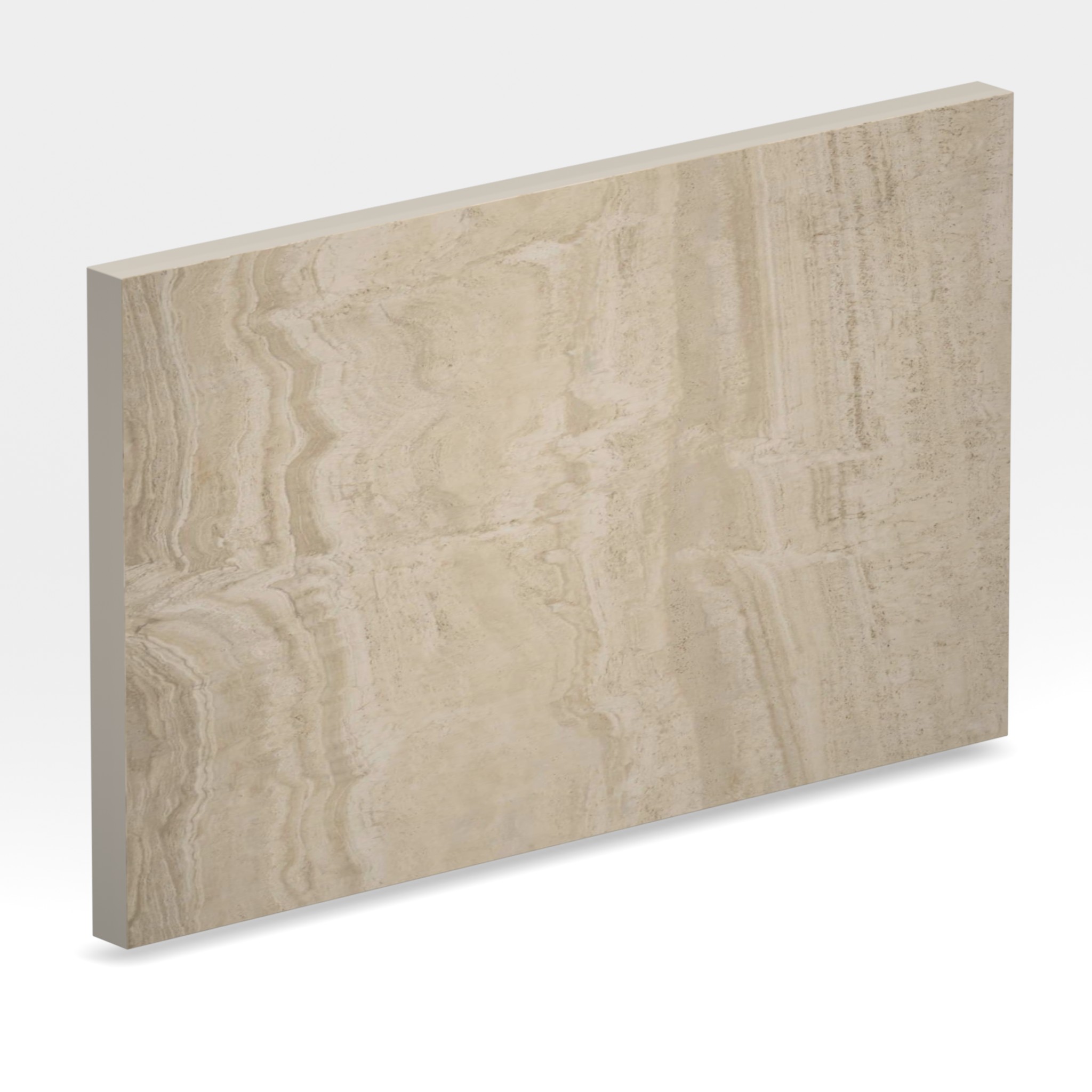 Rendu 3D de la tranche du coloris Travertin Créma