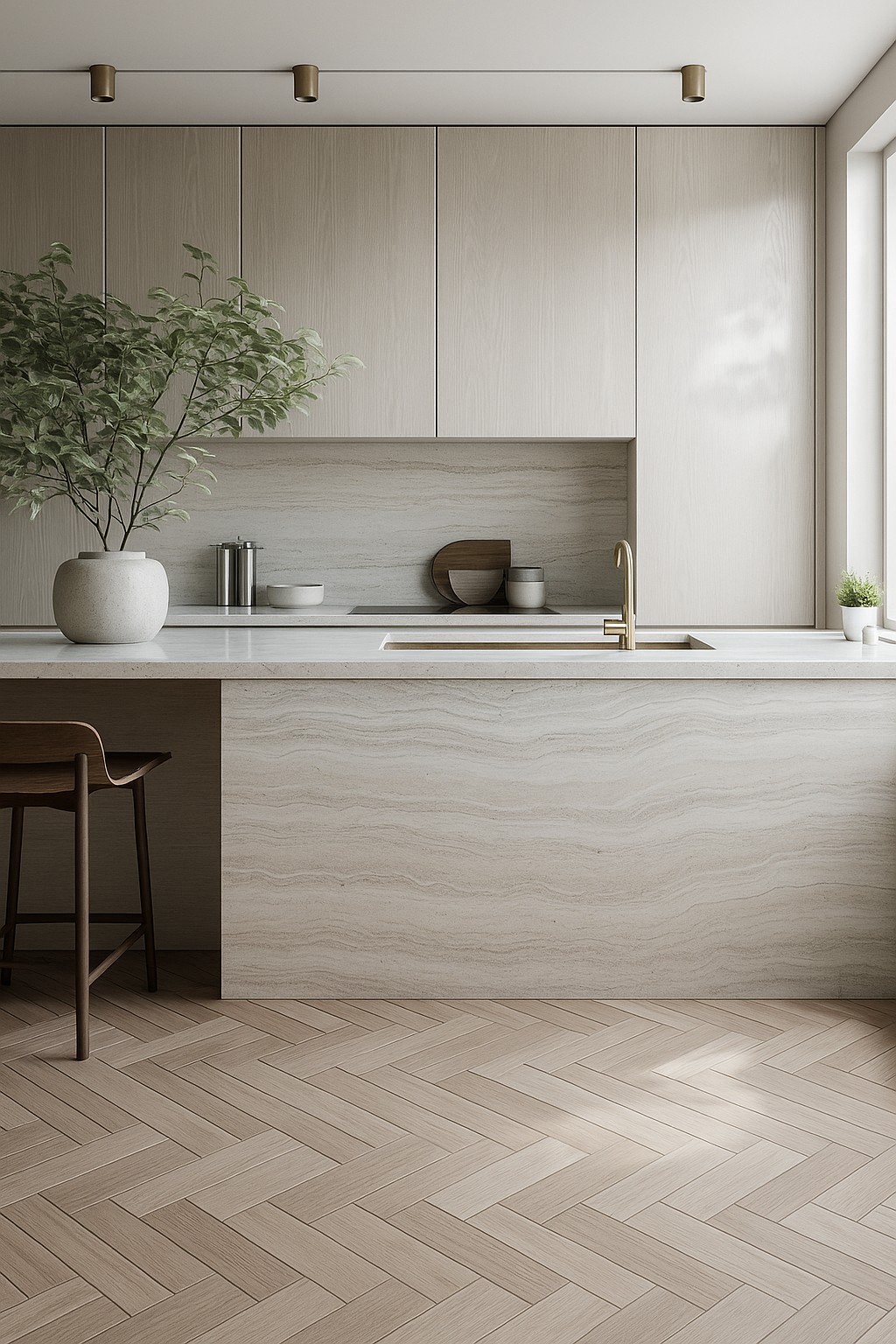 Réalisation n°1 du plan de travail Travertin Créma