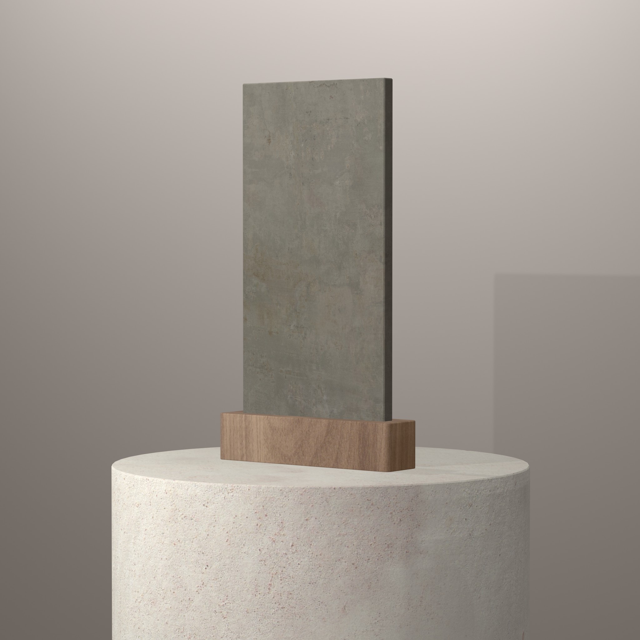 Rendu 3D du coloris Beton sur piédestal