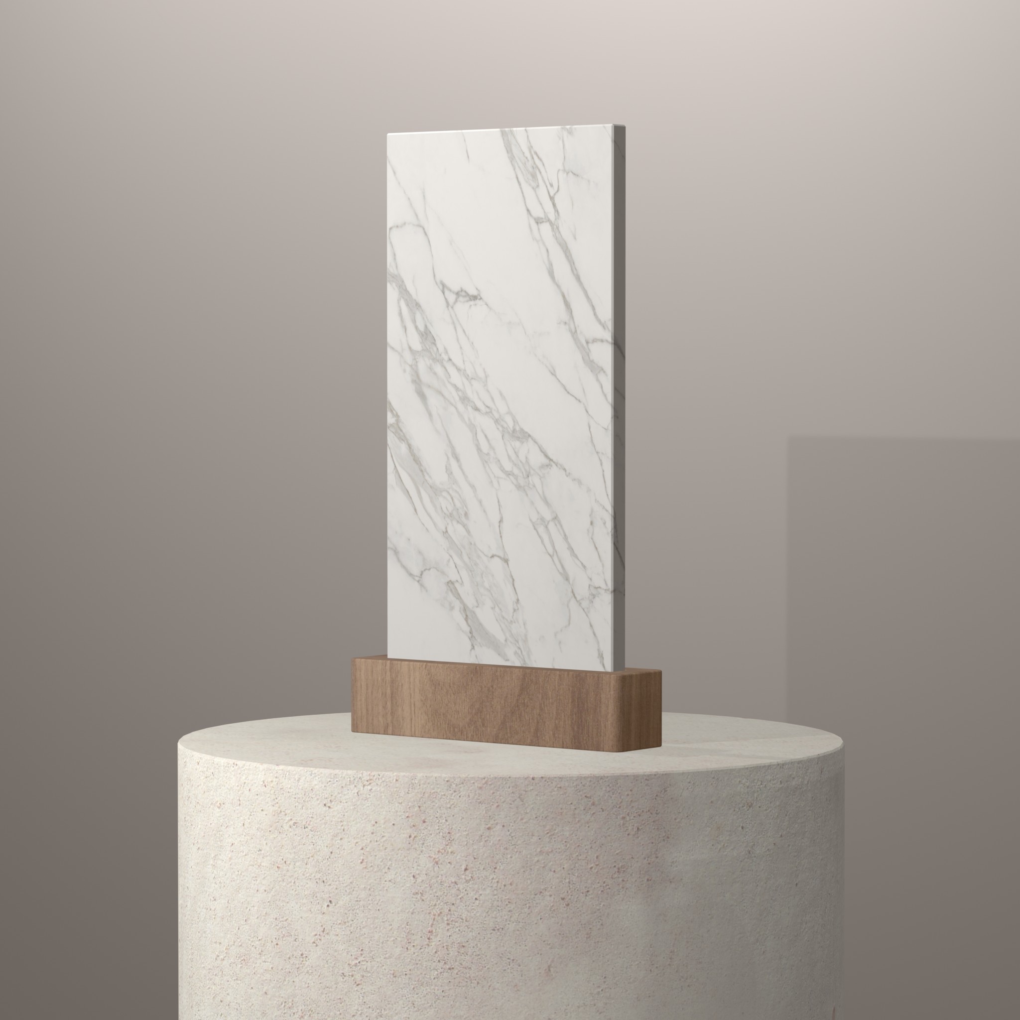 Rendu 3D du coloris Calacatta sur piédestal