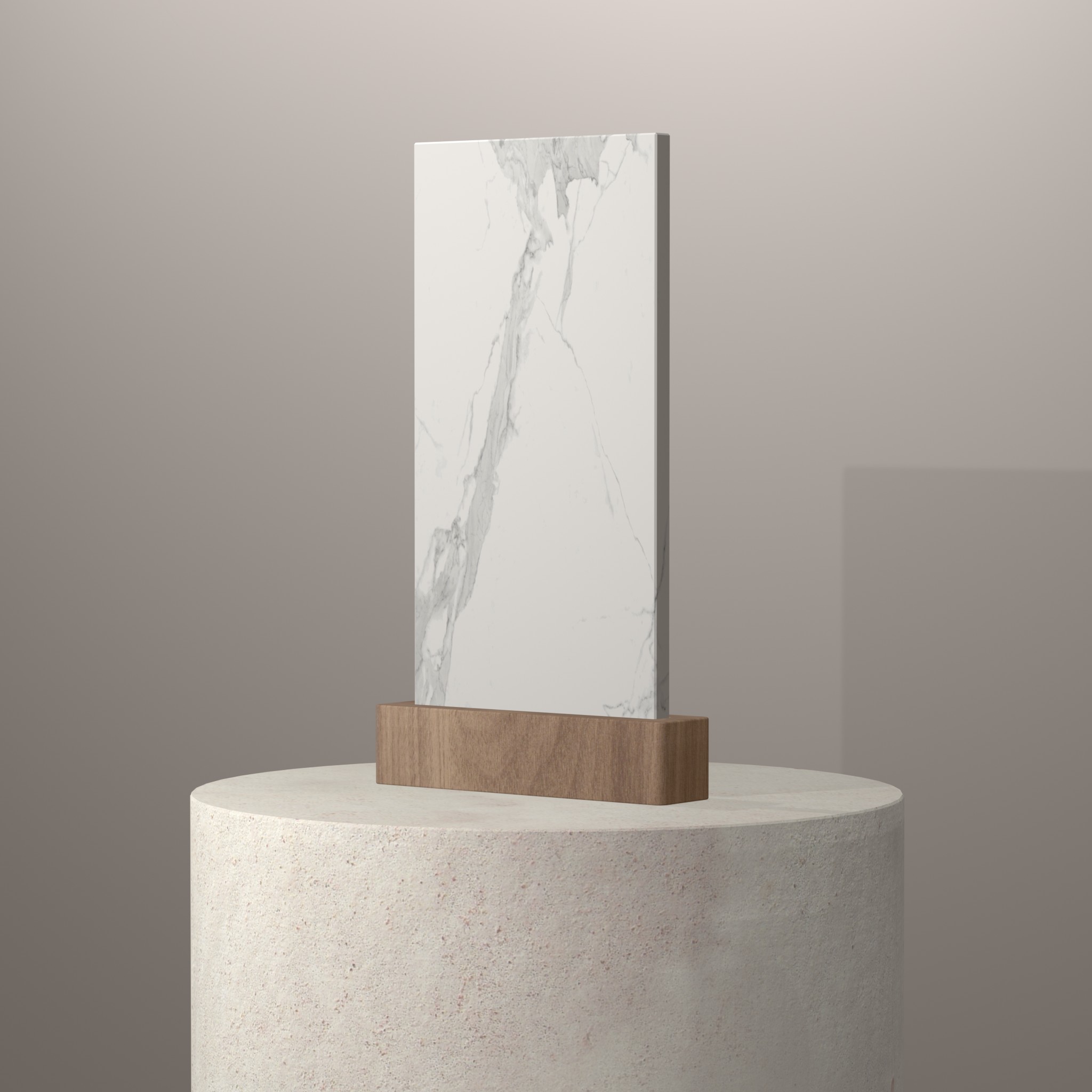 Rendu 3D du coloris Estatuario sur piédestal