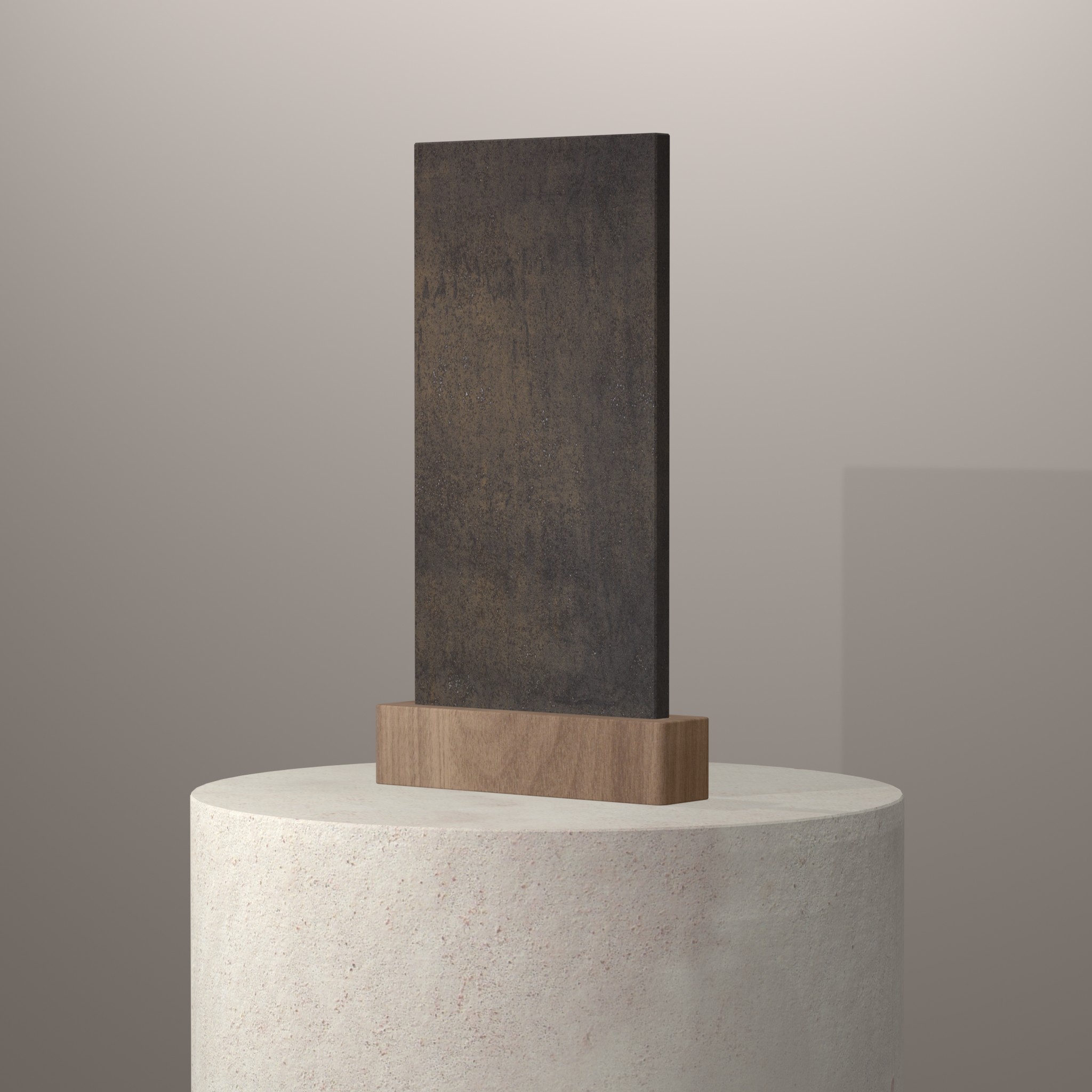 Rendu 3D du coloris Iron Moss sur piédestal