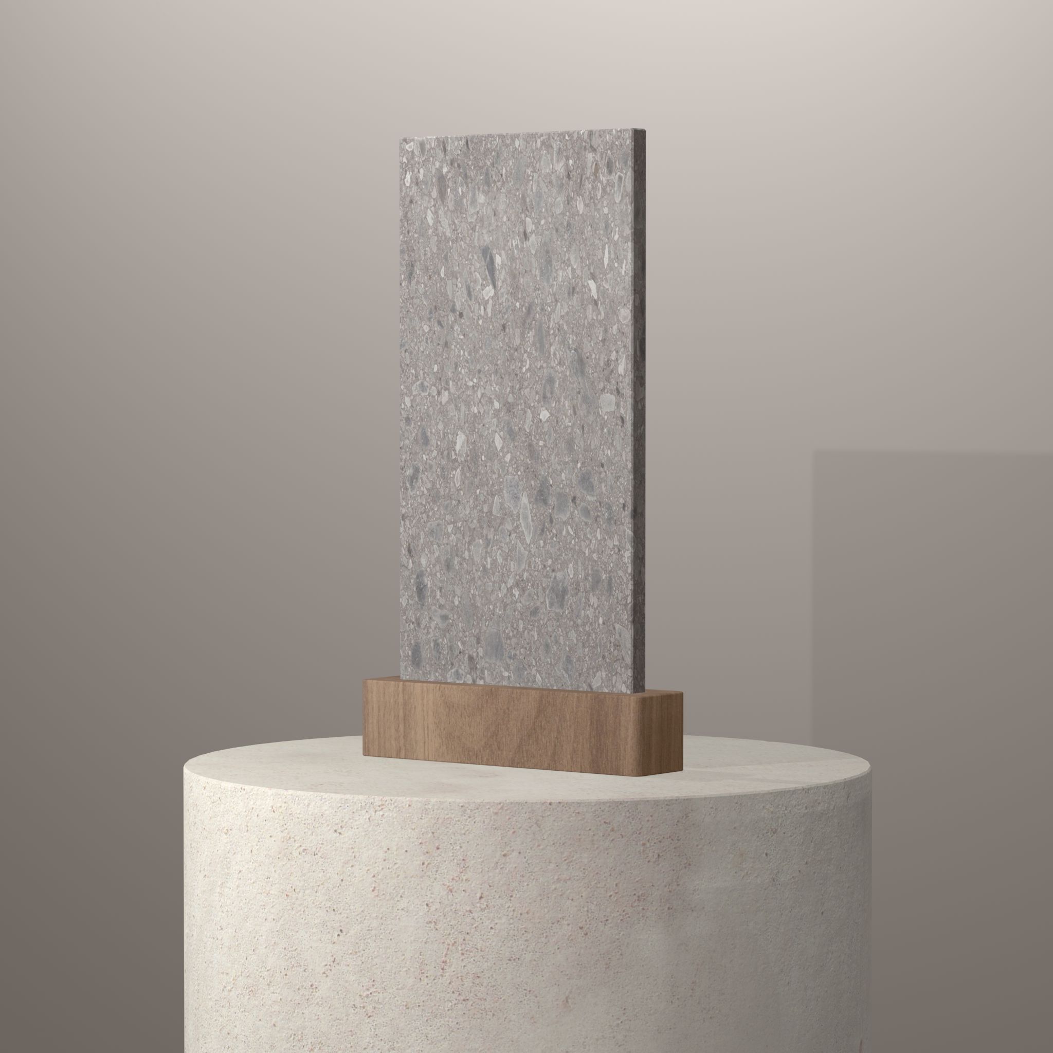 Rendu 3D du coloris Terrazzo Ceppo sur piédestal