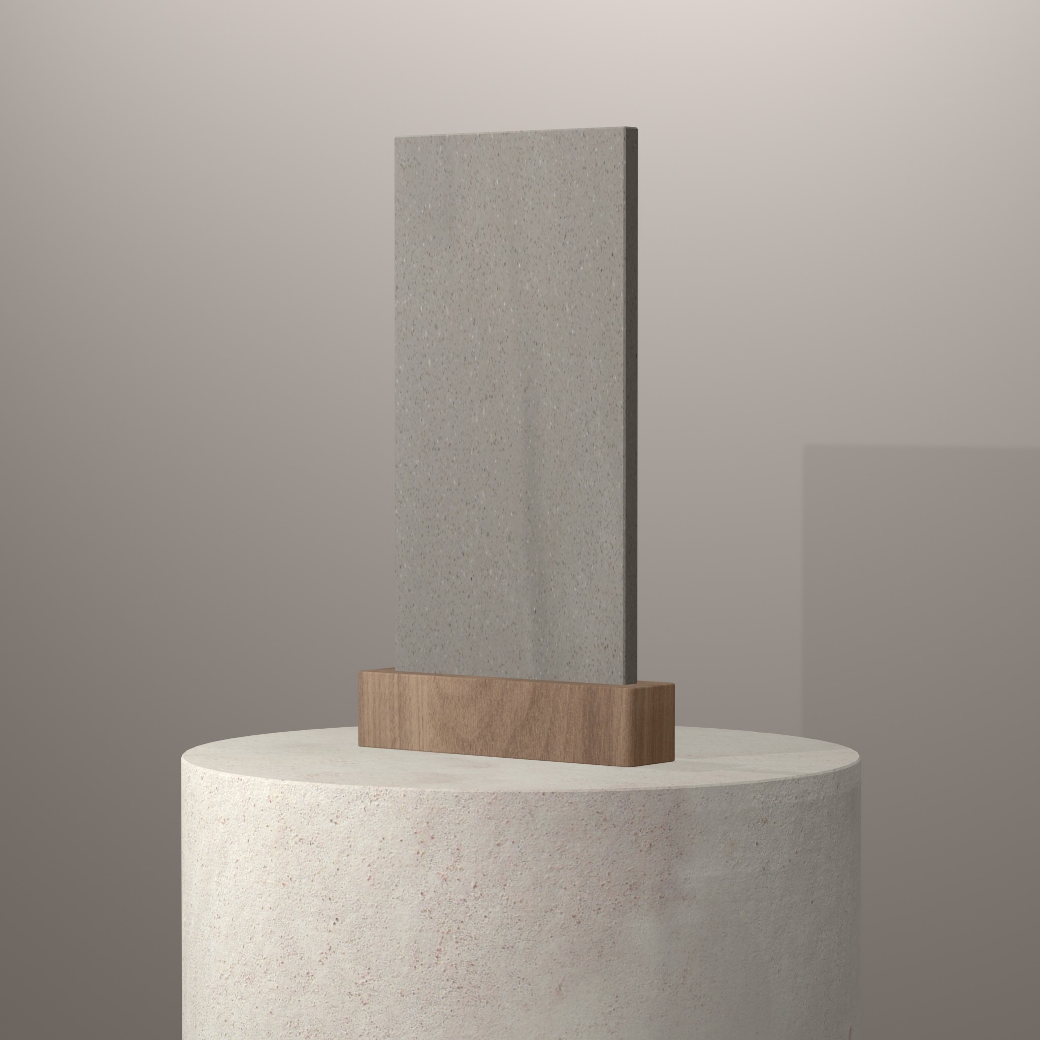 Rendu 3D du coloris Artista Beige sur piédestal