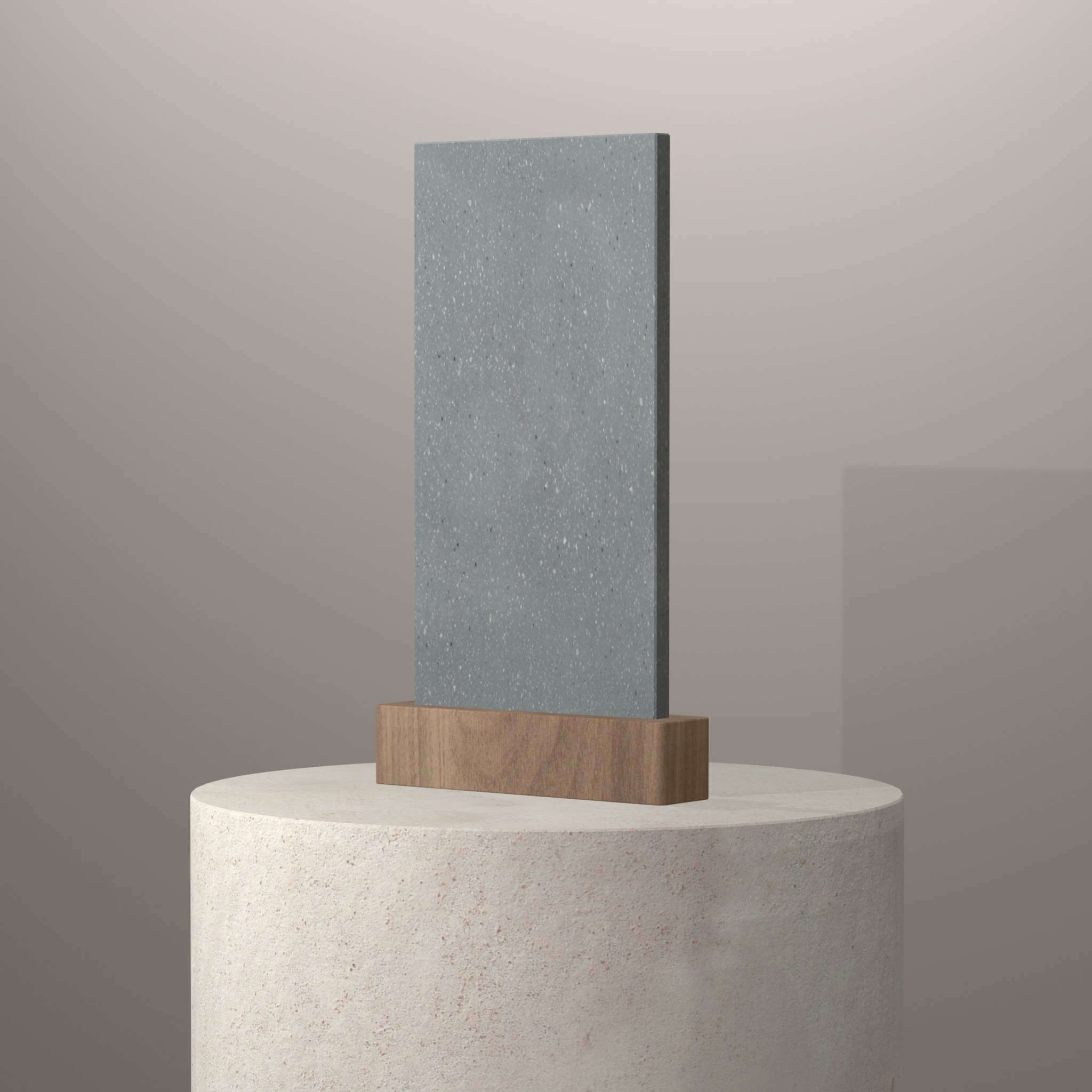 Rendu 3D du coloris Artista Mist sur piédestal