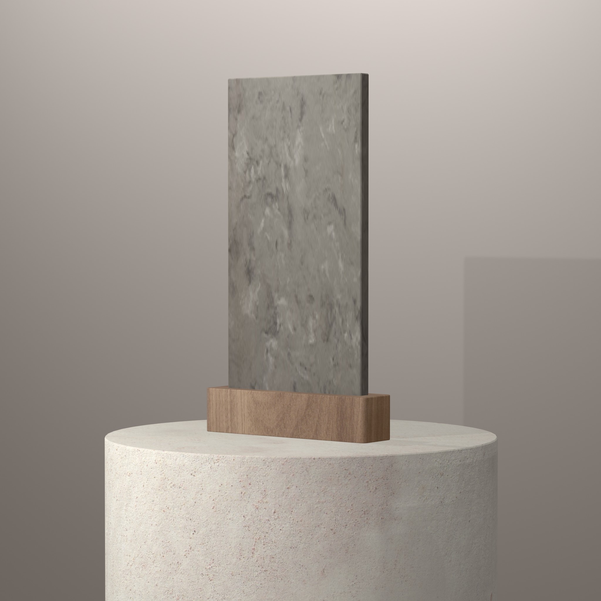 Rendu 3D du coloris Ash Aggregate sur piédestal