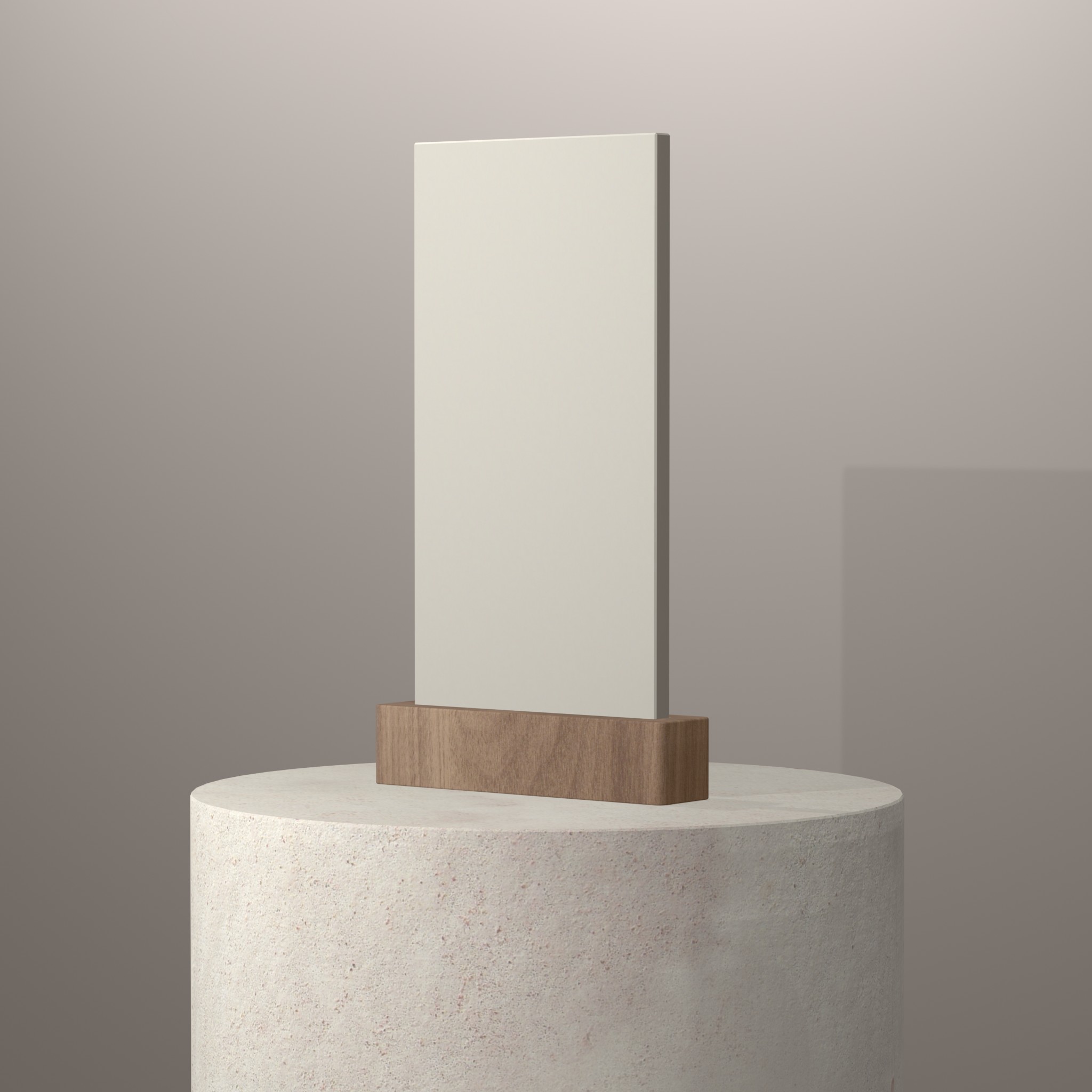 Rendu 3D du coloris Cameo White sur piédestal