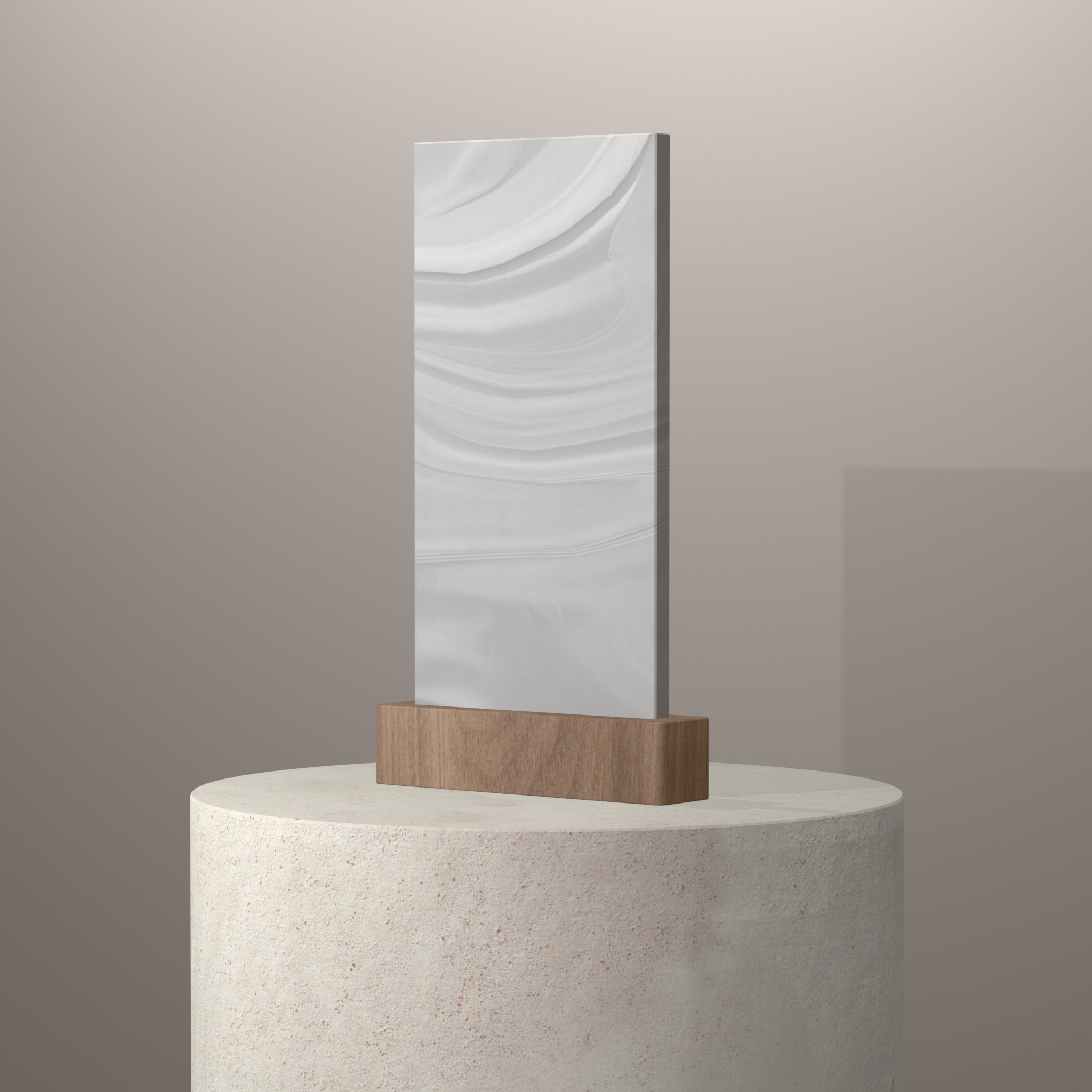 Rendu 3D du coloris Gray Onyx sur piédestal