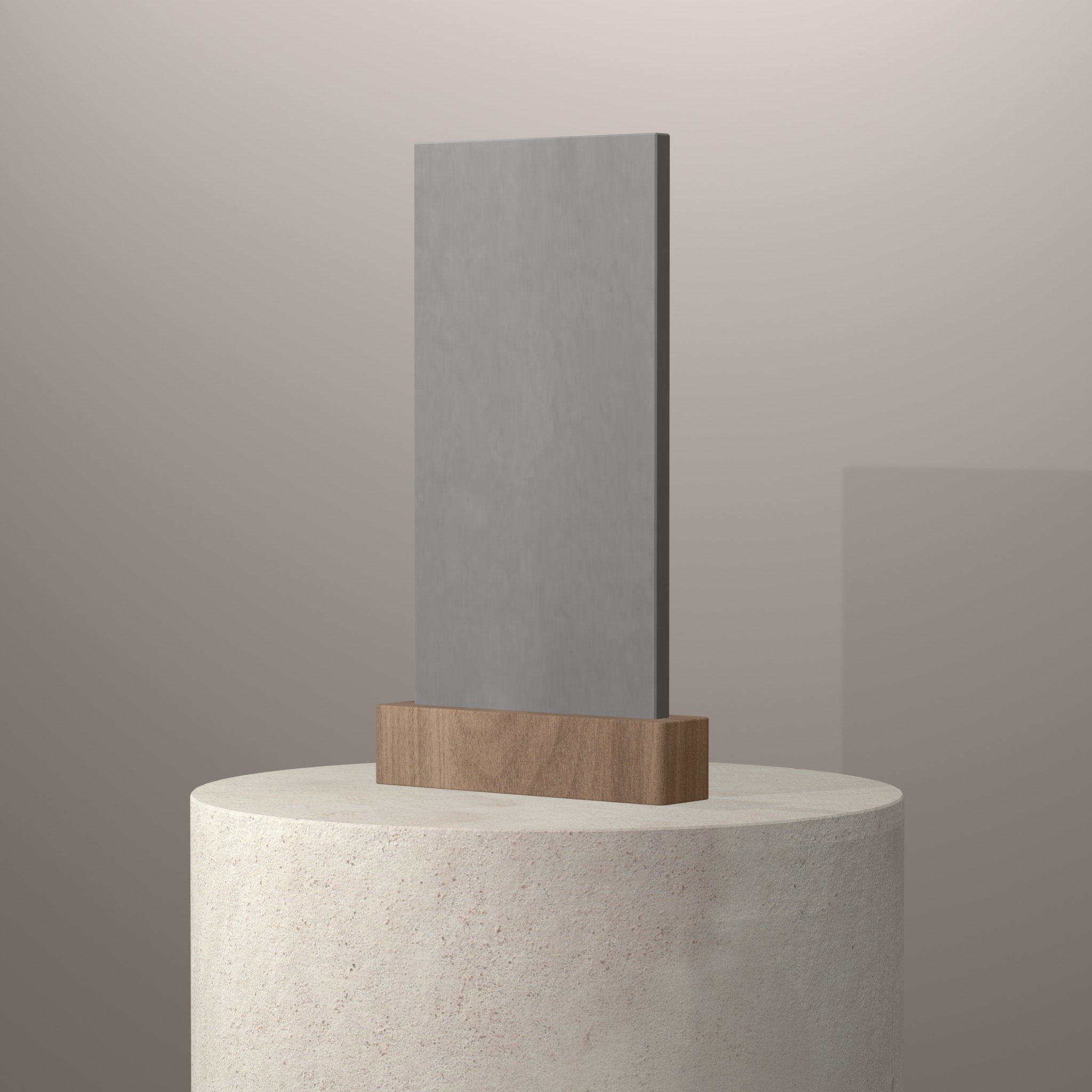 Rendu 3D du coloris Natural Gray sur piédestal