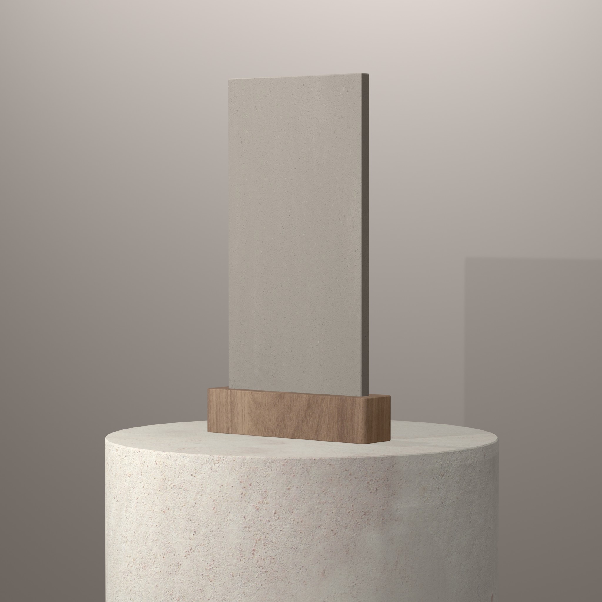 Rendu 3D du coloris Neutral Concrete sur piédestal