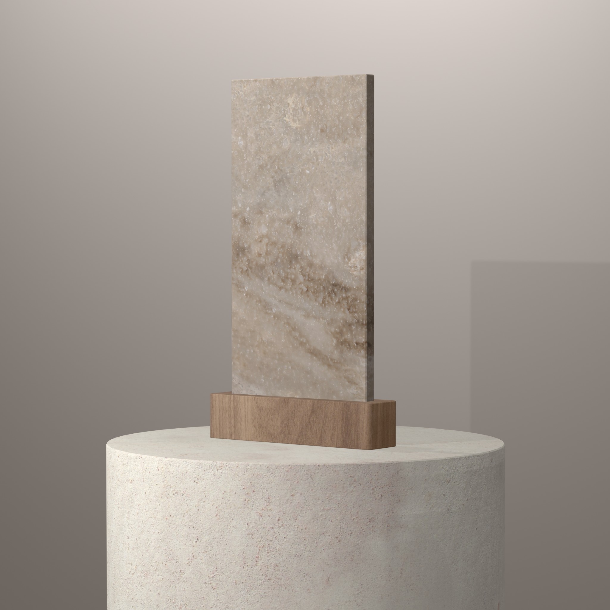 Rendu 3D du coloris Sandalwood sur piédestal