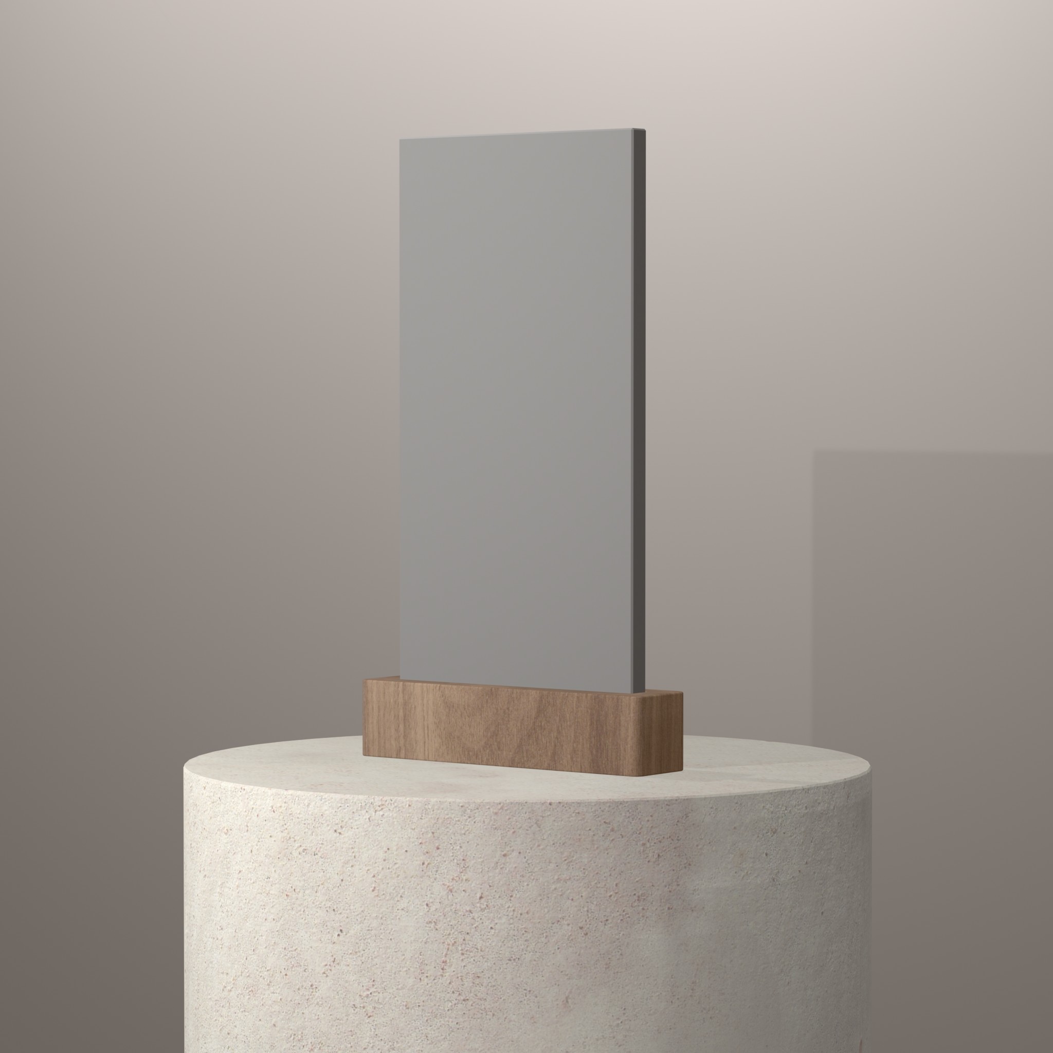 Rendu 3D du coloris Silver Gray sur piédestal