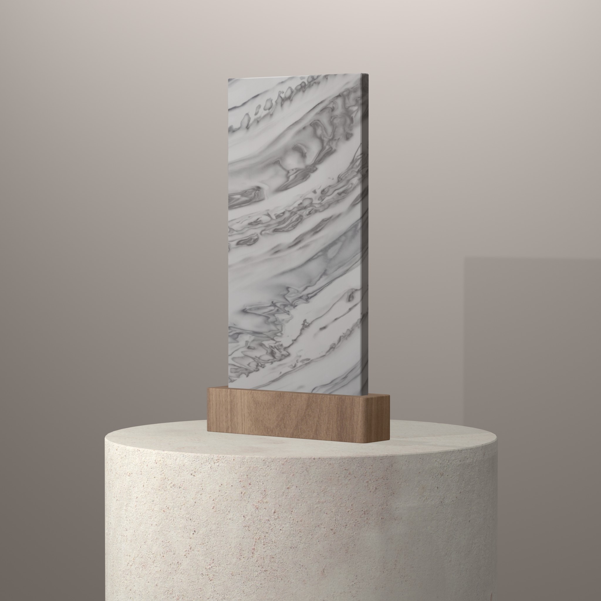 Rendu 3D du coloris Stonecrest Smoke sur piédestal