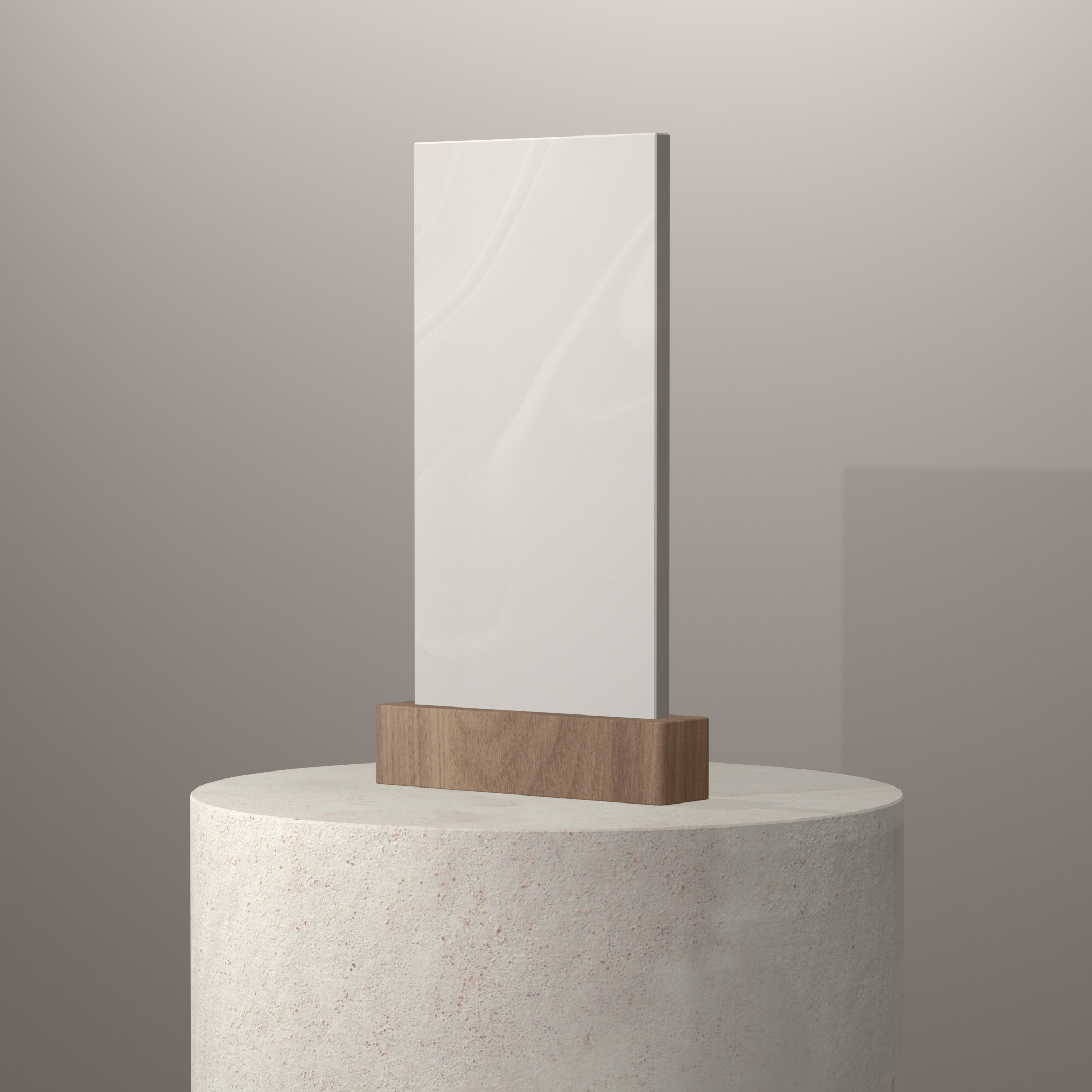 Rendu 3D du coloris Venaro White sur piédestal