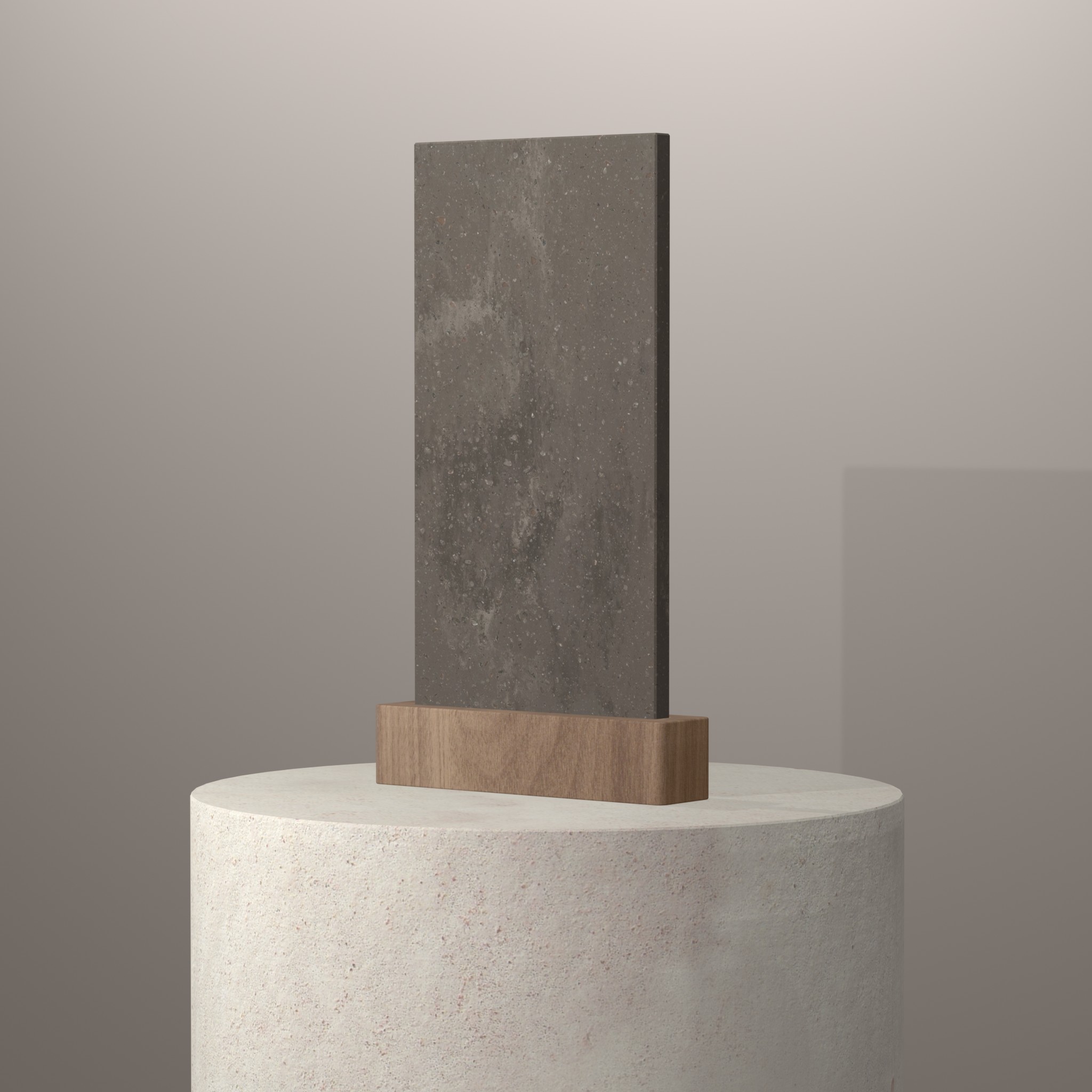 Rendu 3D du coloris Weathered Aggregate sur piédestal