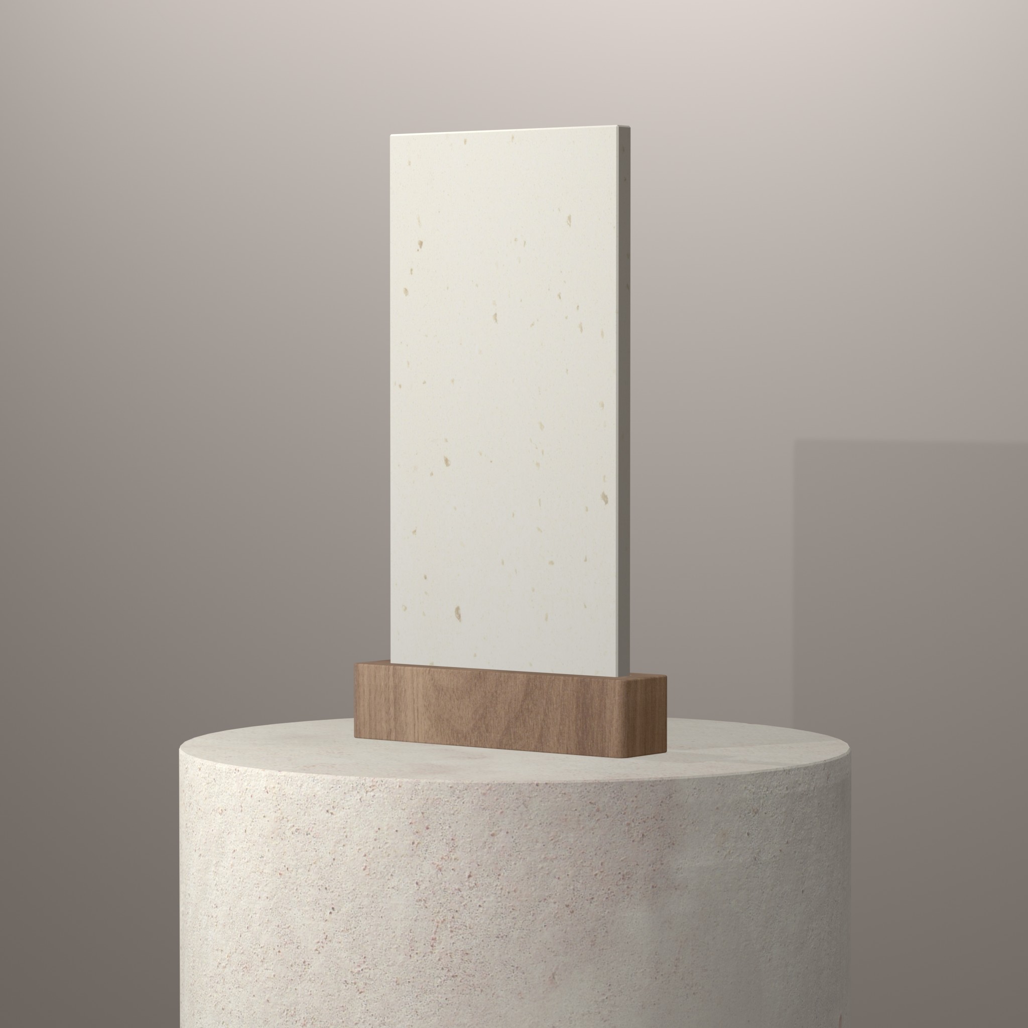 Rendu 3D du coloris White Jasmine sur piédestal