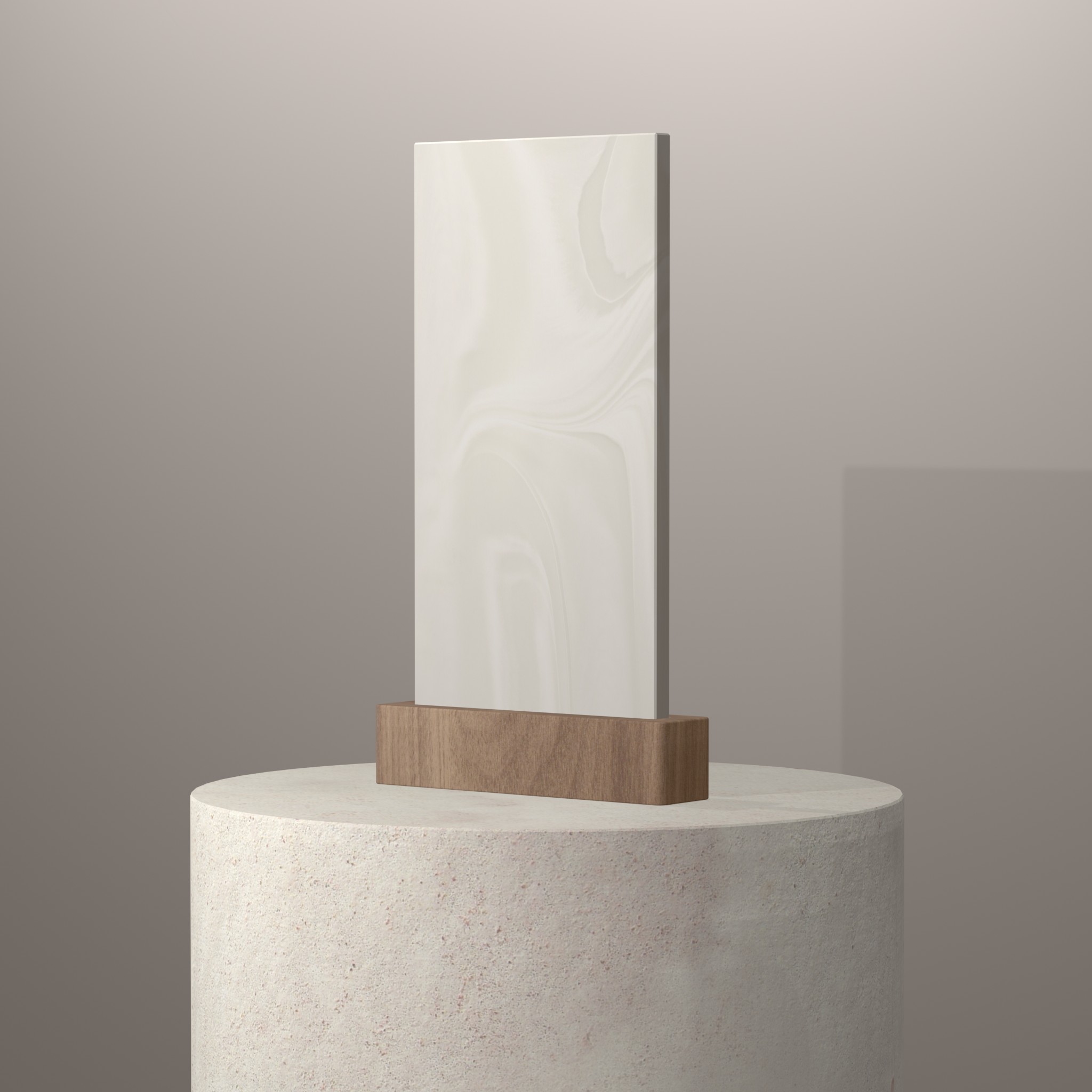 Rendu 3D du coloris White Onyx sur piédestal