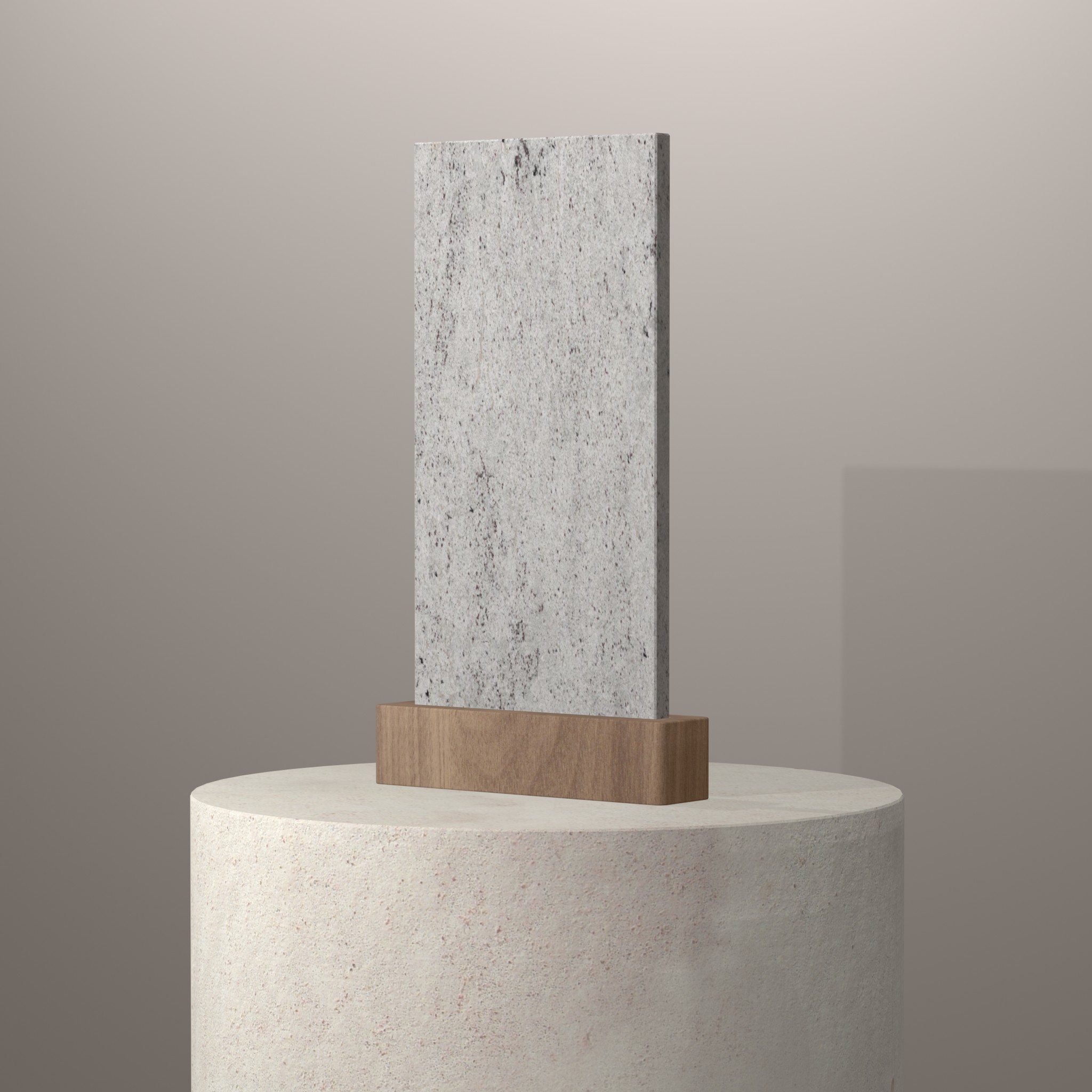 Rendu 3D du coloris Colonial White sur piédestal