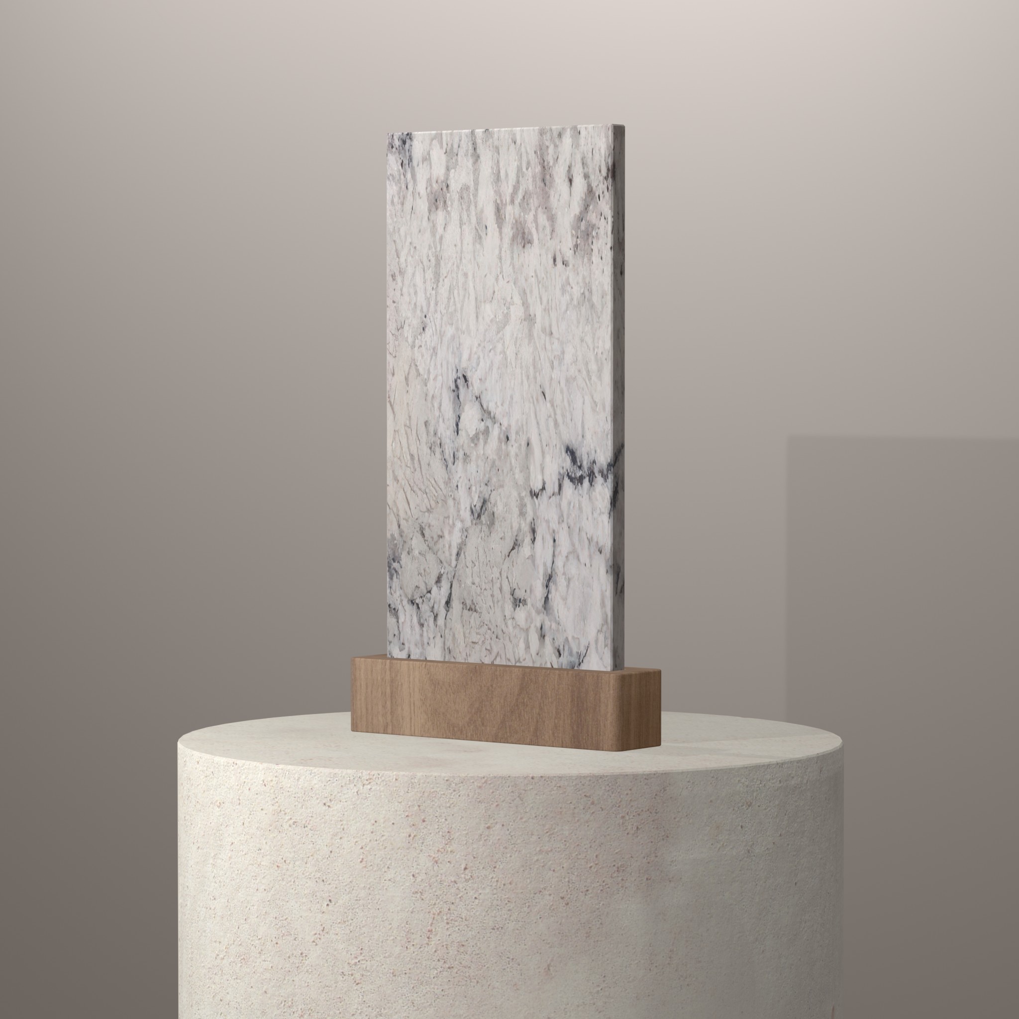 Rendu 3D du coloris Fantastic White sur piédestal