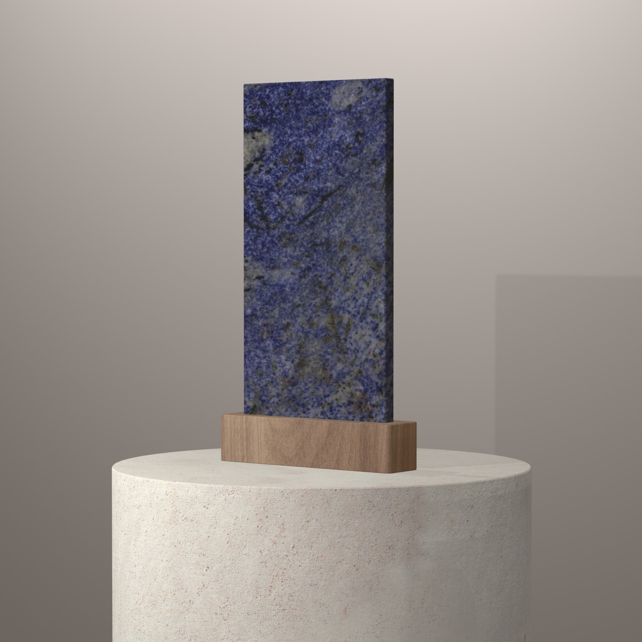 Rendu 3D du coloris Azul Bahia sur piédestal