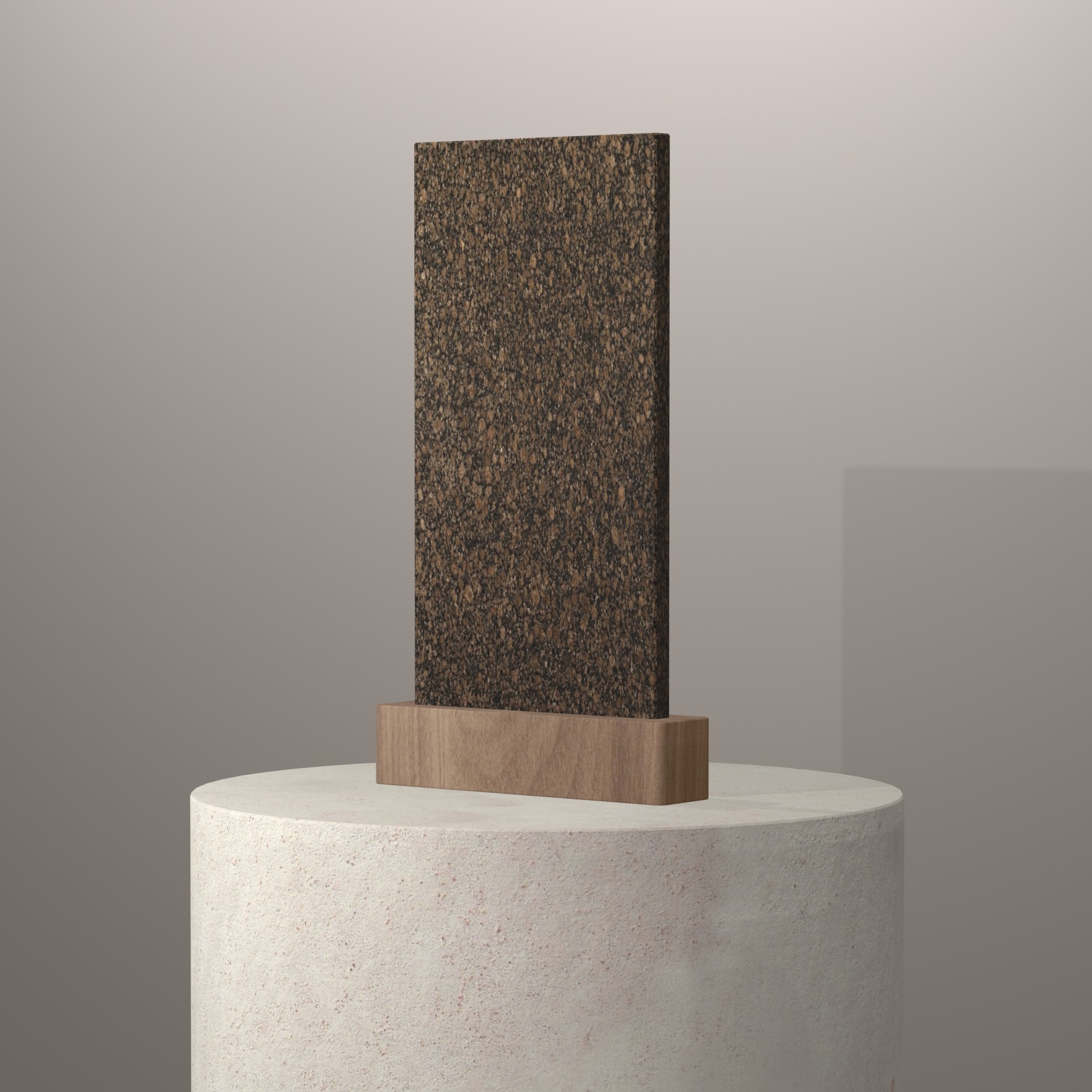 Rendu 3D du coloris Baltic Brown sur piédestal