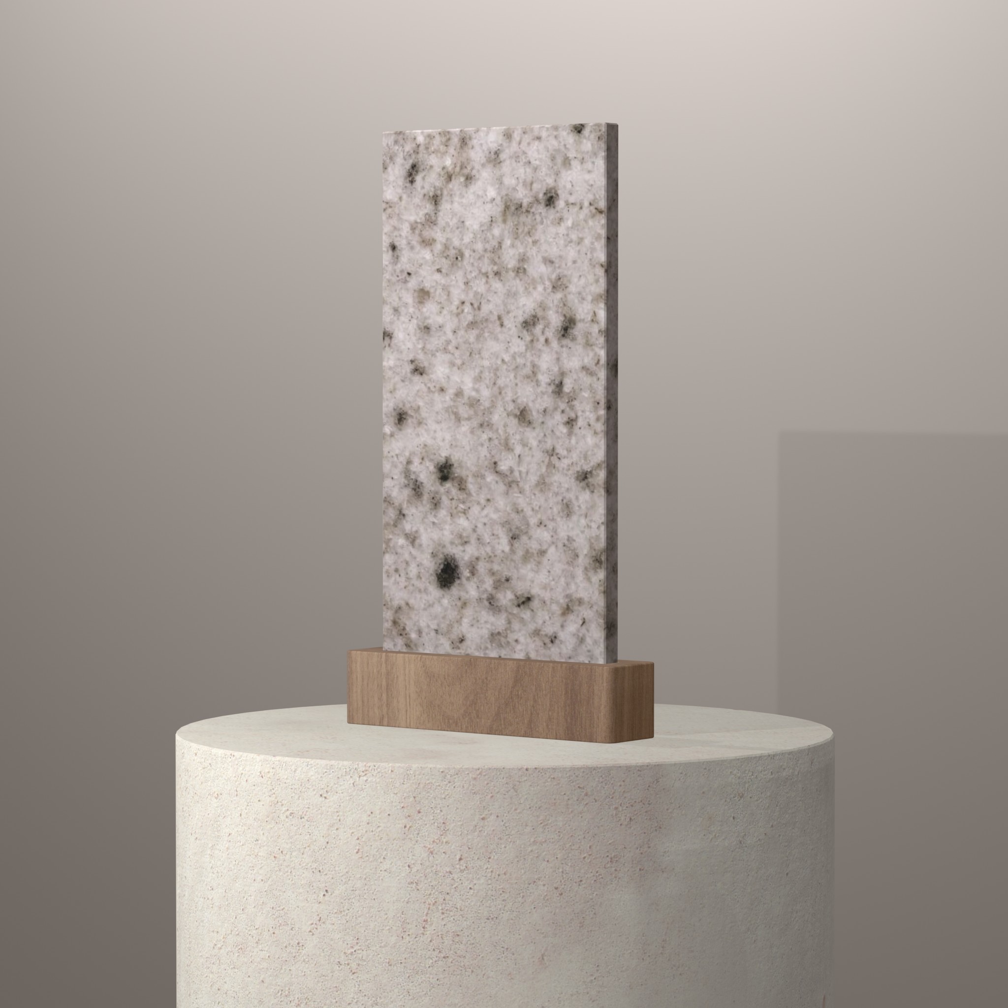 Rendu 3D du coloris Bethel White sur piédestal