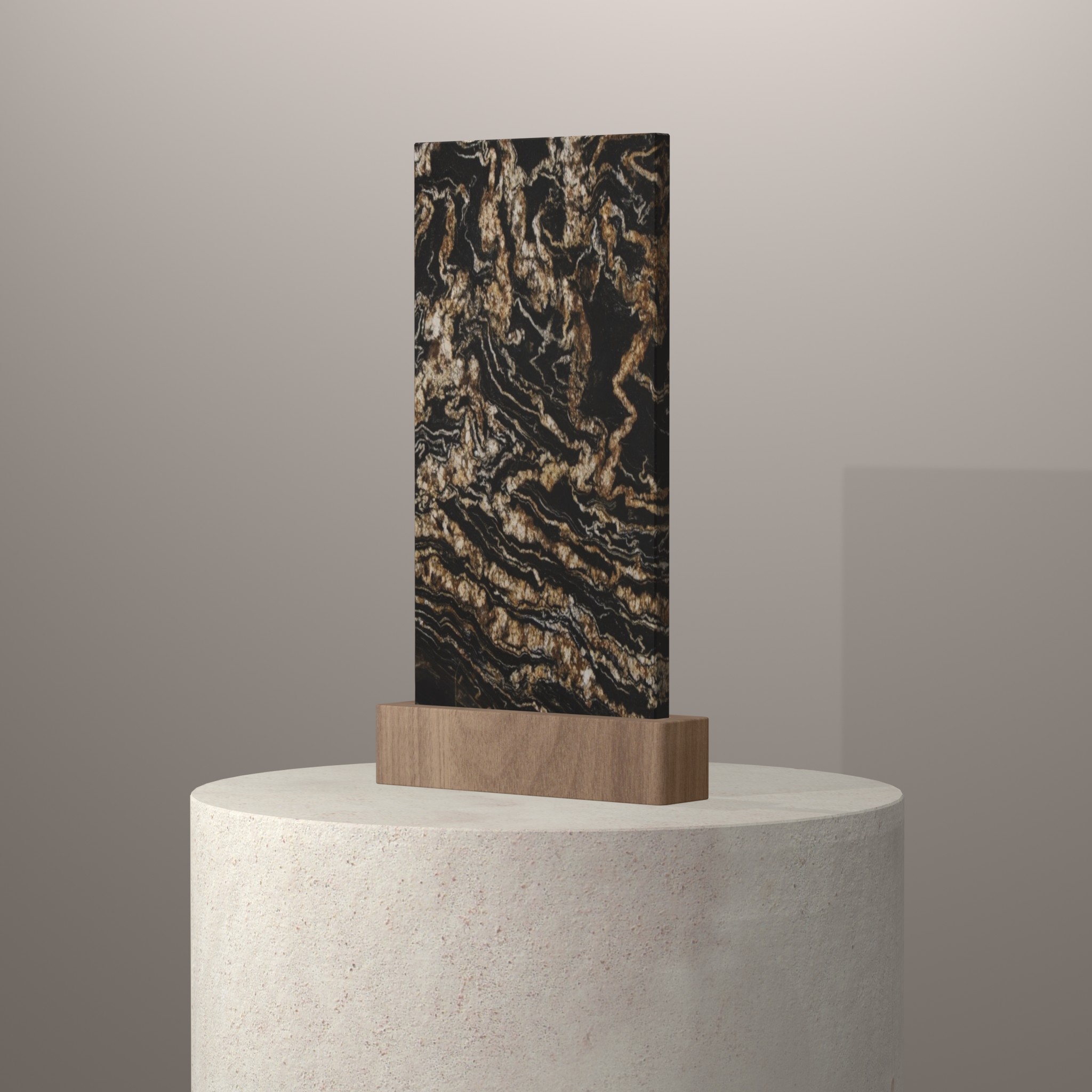 Rendu 3D du coloris Black Fusion sur piédestal