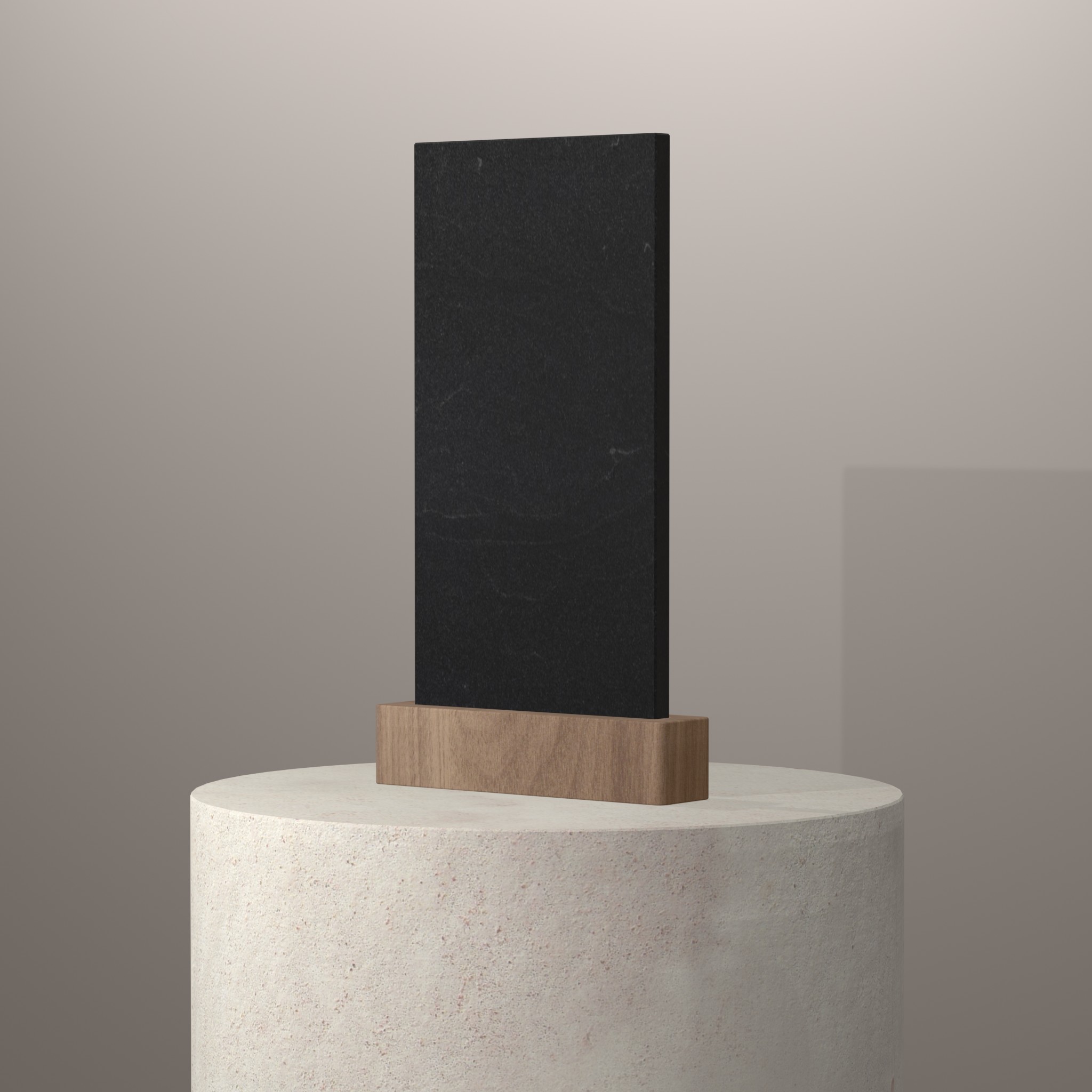 Rendu 3D du coloris Black Pepper sur piédestal