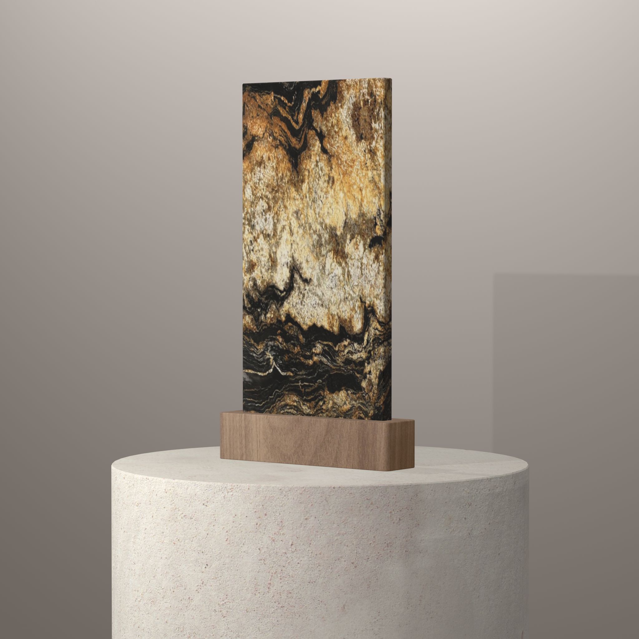 Rendu 3D du coloris Black Taurus sur piédestal