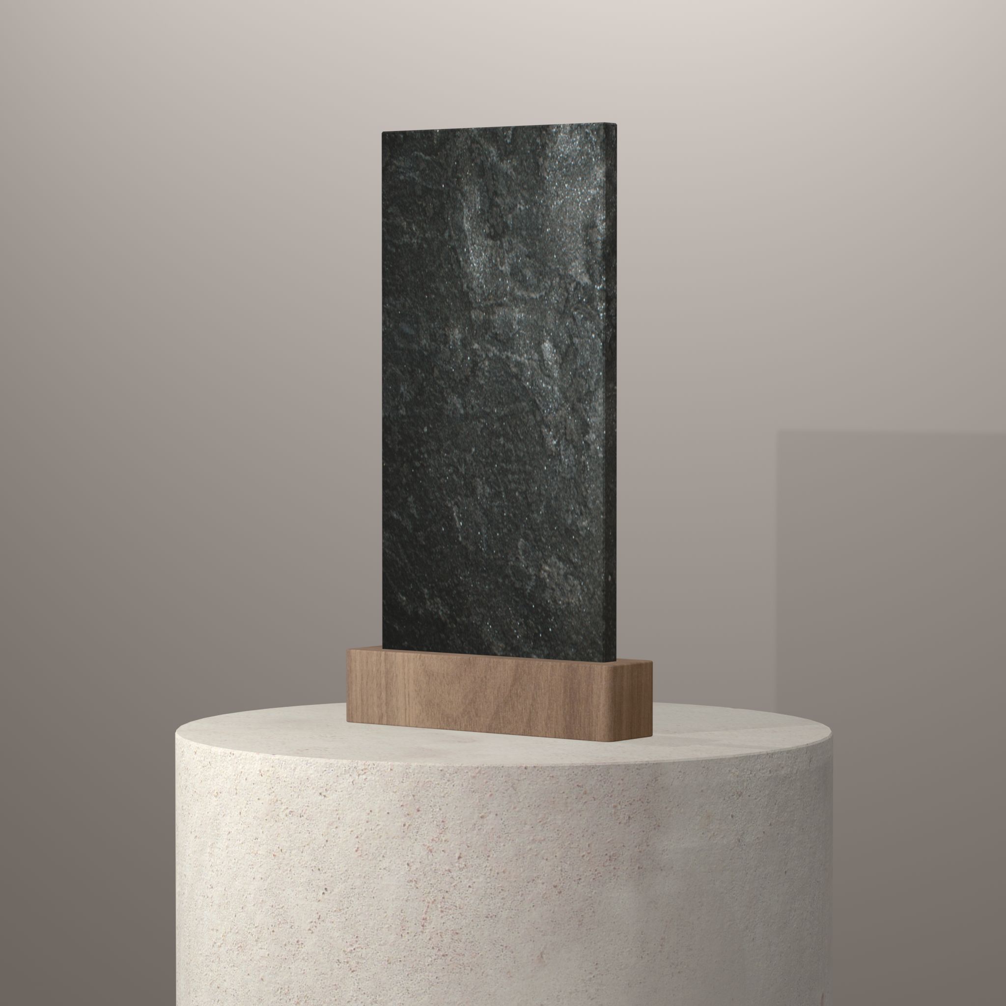 Rendu 3D du coloris Black Tear sur piédestal