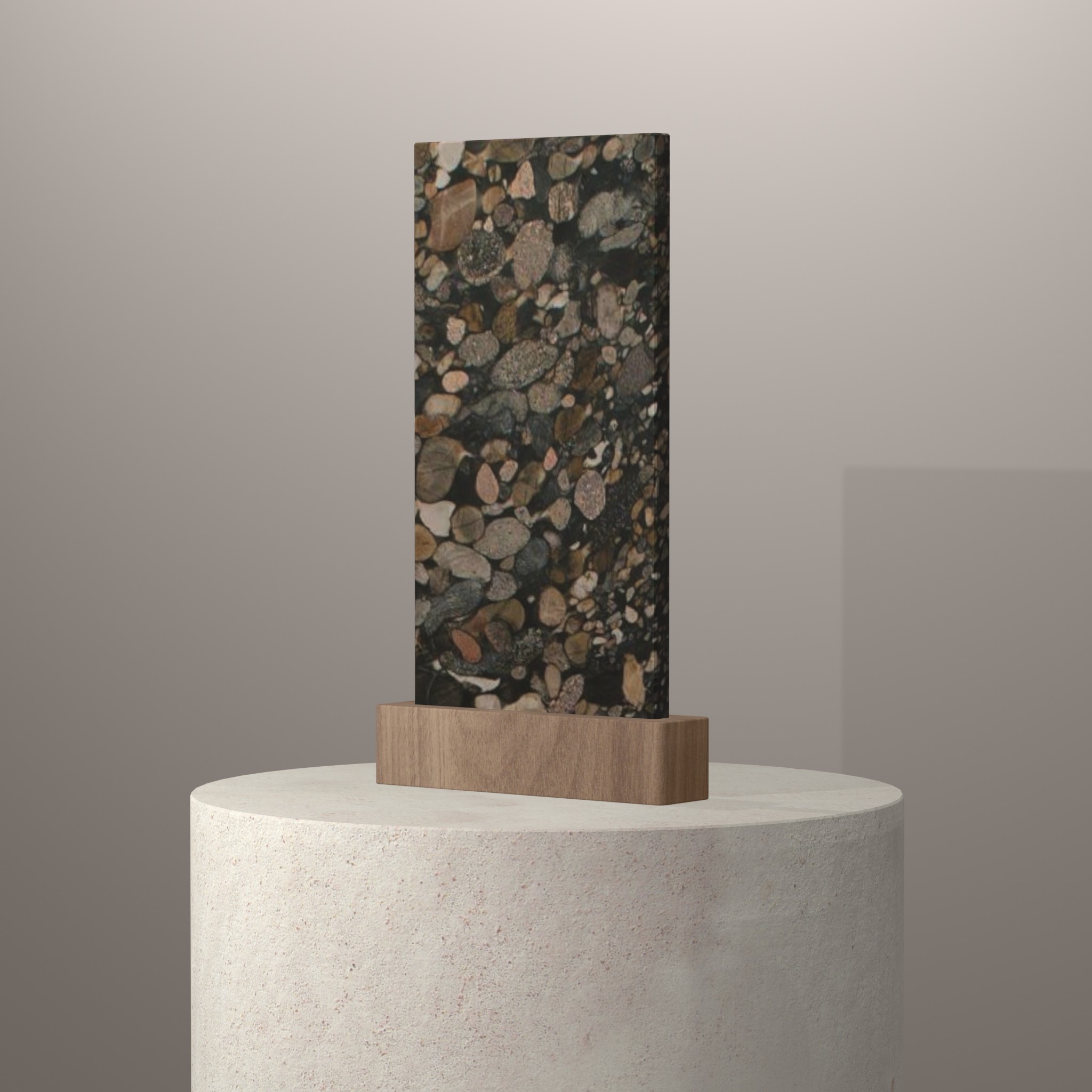Rendu 3D du coloris Brown Marinace sur piédestal