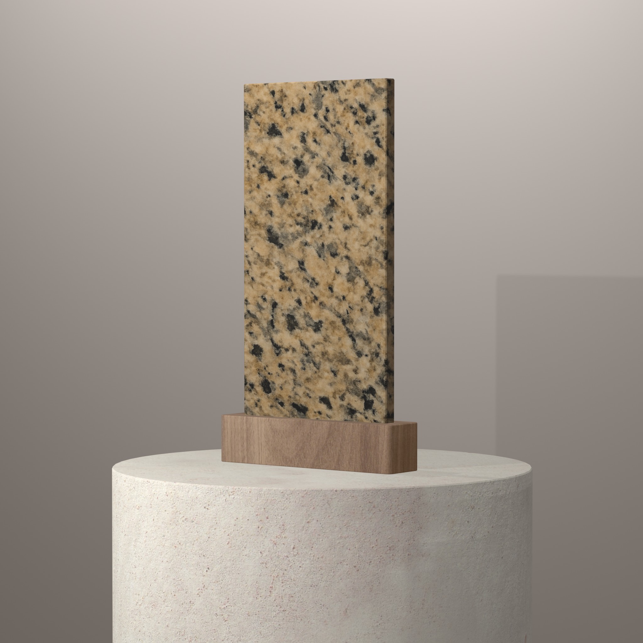 Rendu 3D du coloris Jaune Galho sur piédestal