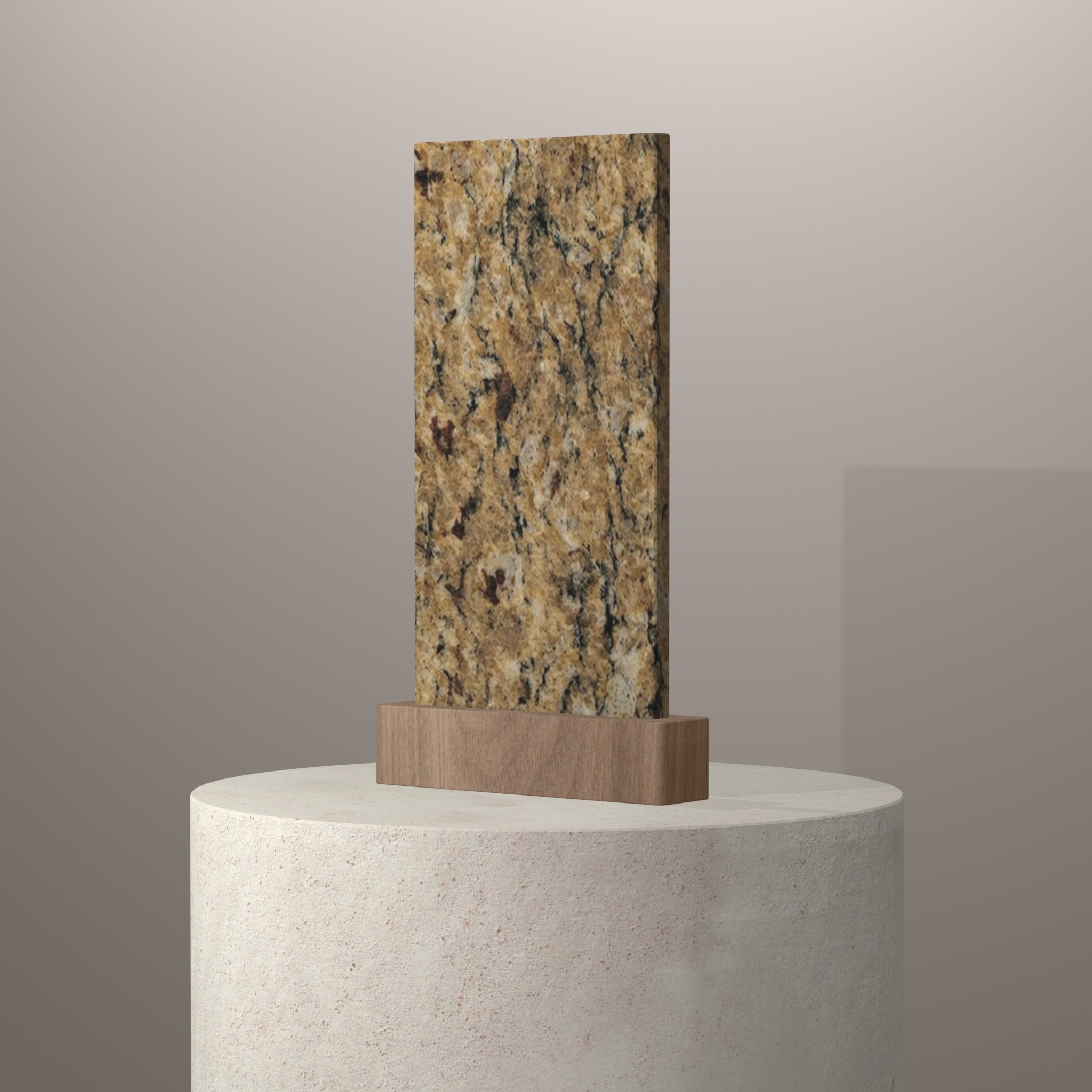 Rendu 3D du coloris Jaune Imperial sur piédestal