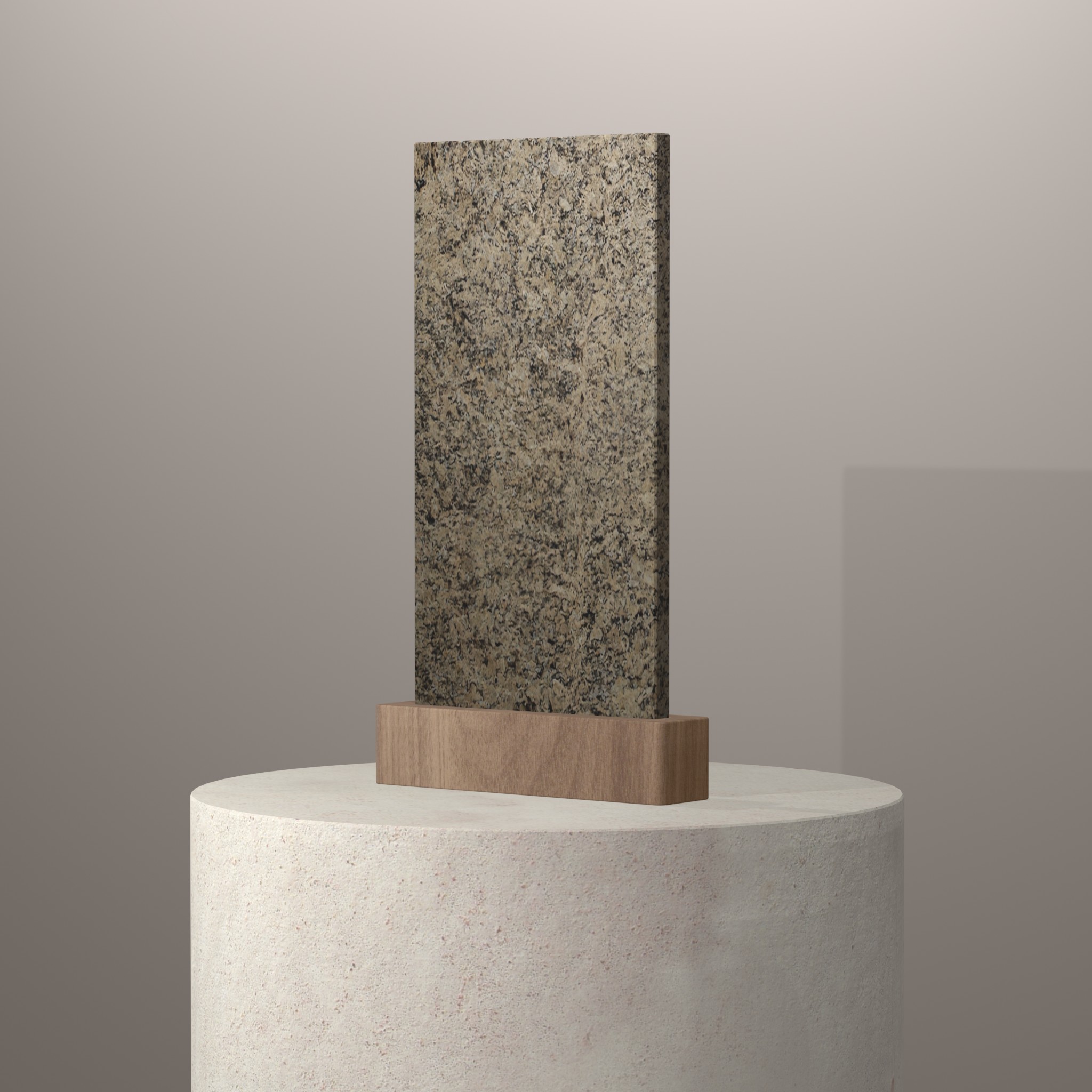 Rendu 3D du coloris Jaune Santa Cecília sur piédestal