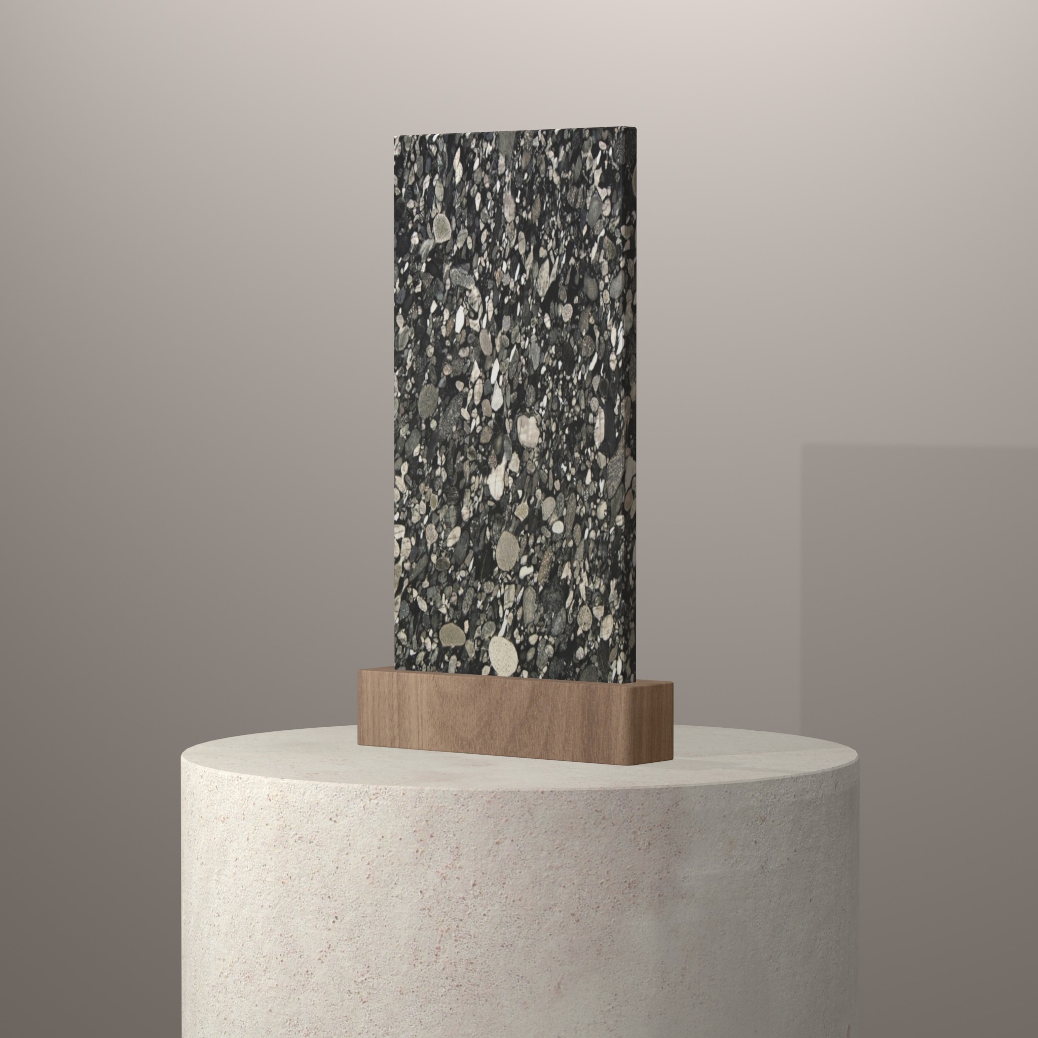 Rendu 3D du coloris Marinace Black sur piédestal