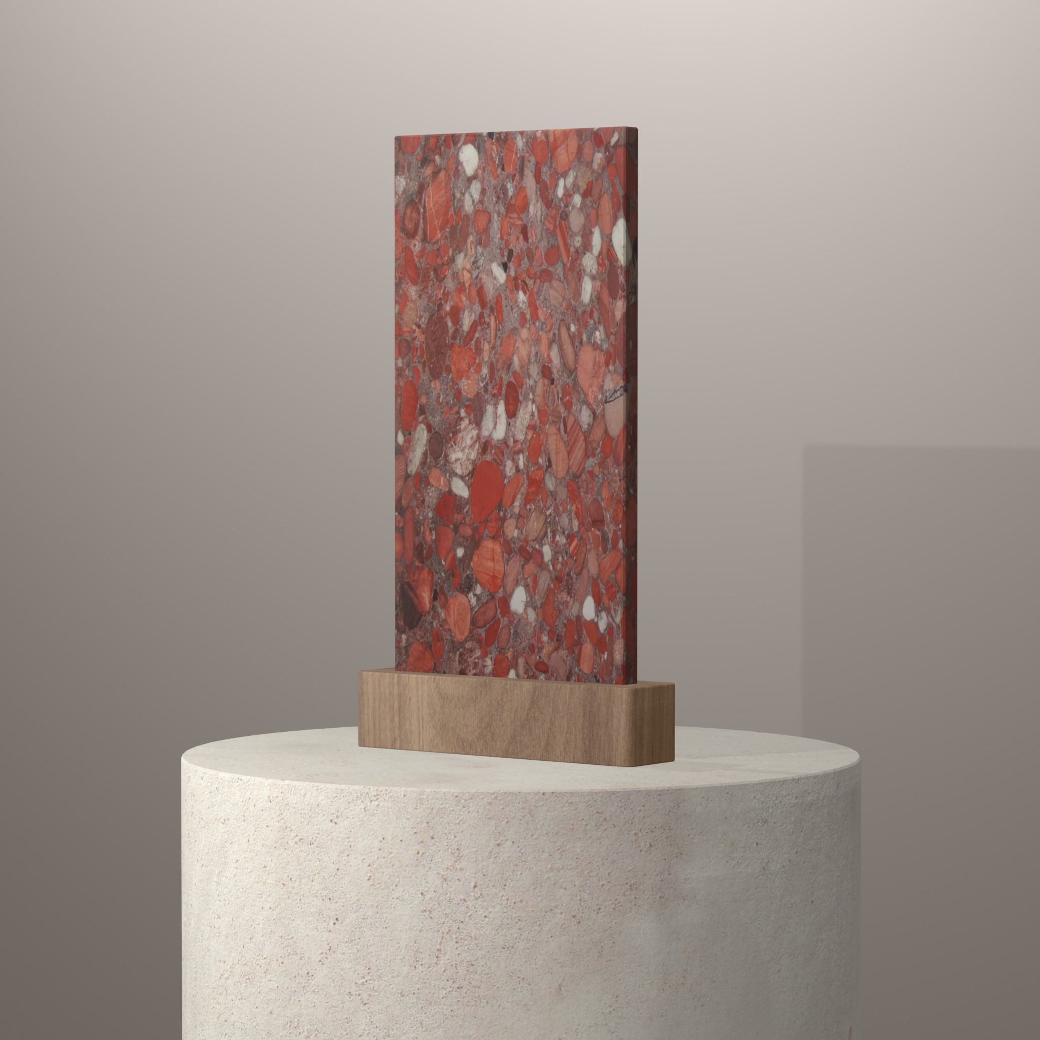 Rendu 3D du coloris Marinace Red sur piédestal