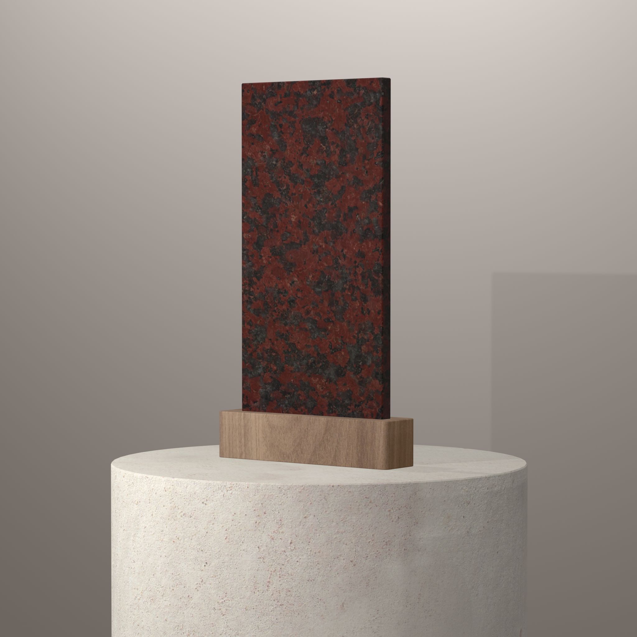 Rendu 3D du coloris Red Africa sur piédestal