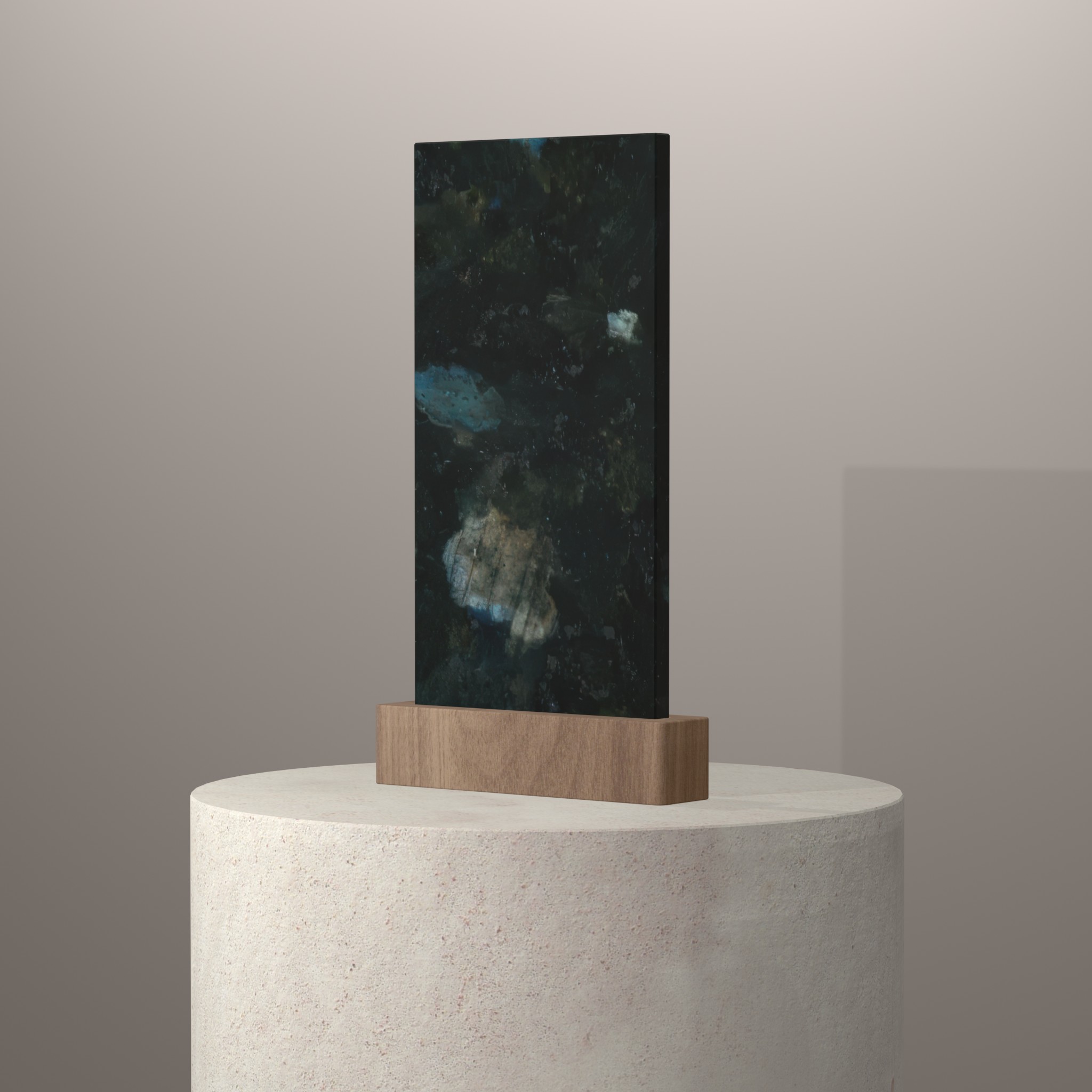 Rendu 3D du coloris Vert Labrador sur piédestal