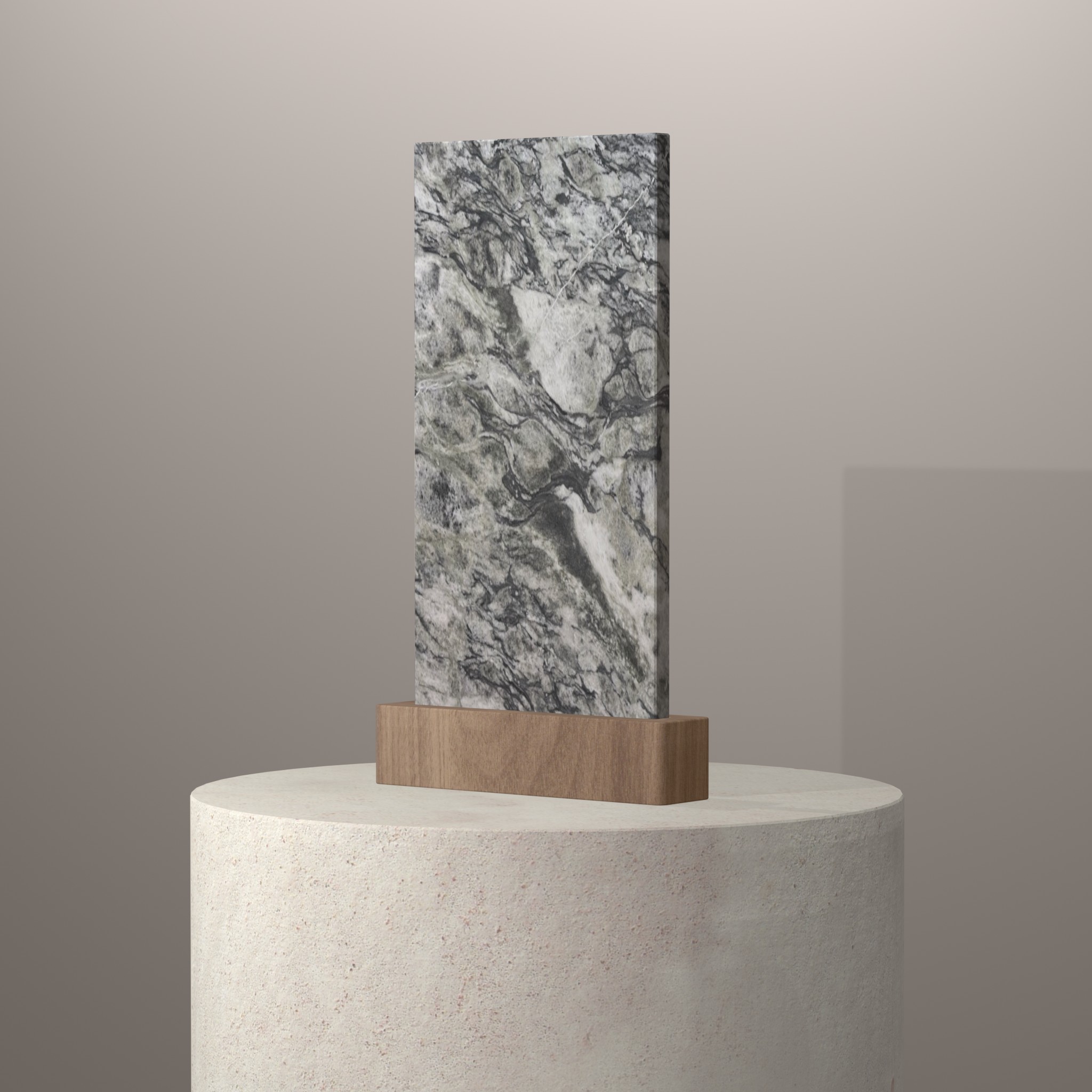 Rendu 3D du coloris Lunar White sur piédestal