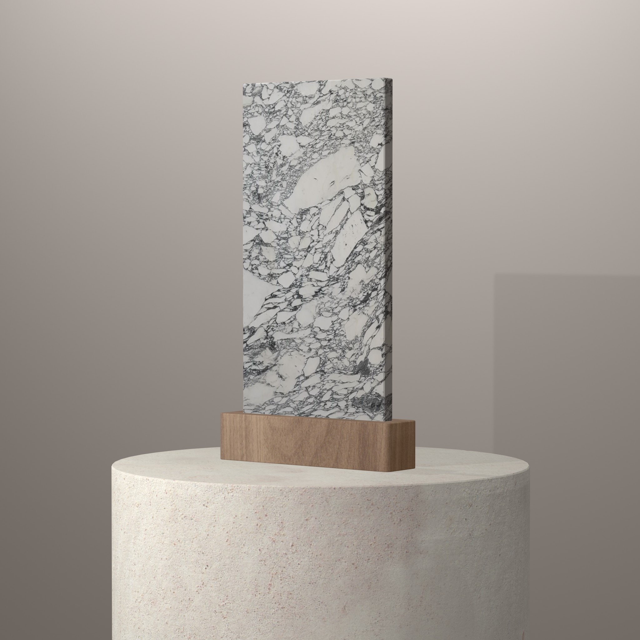 Rendu 3D du coloris Arabescato sur piédestal