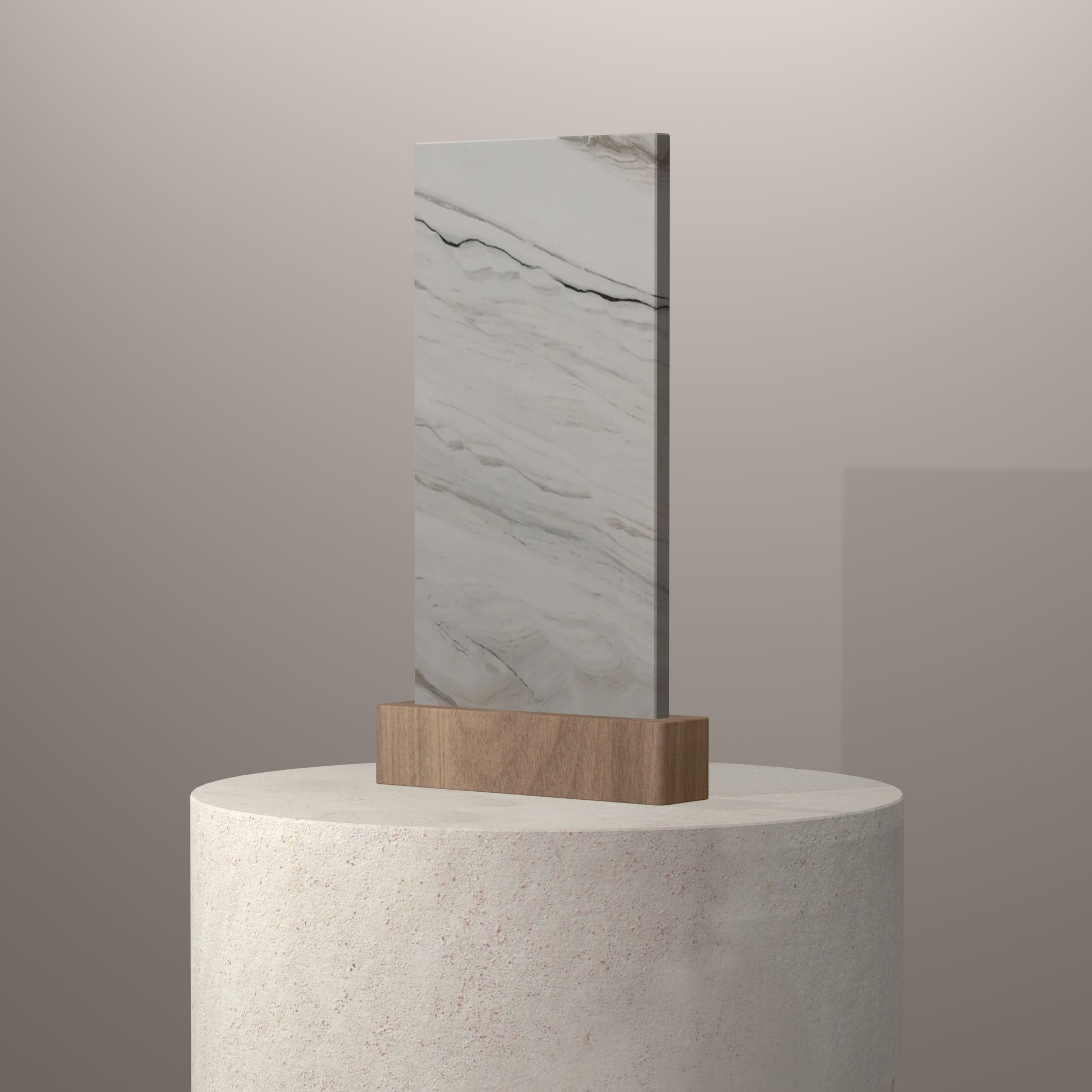 Rendu 3D du coloris Blanc Lasa sur piédestal
