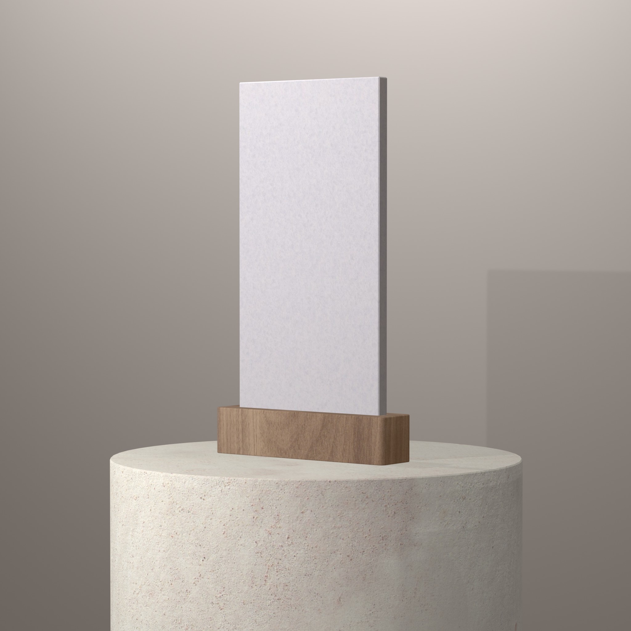 Rendu 3D du coloris Blanc Thassos sur piédestal