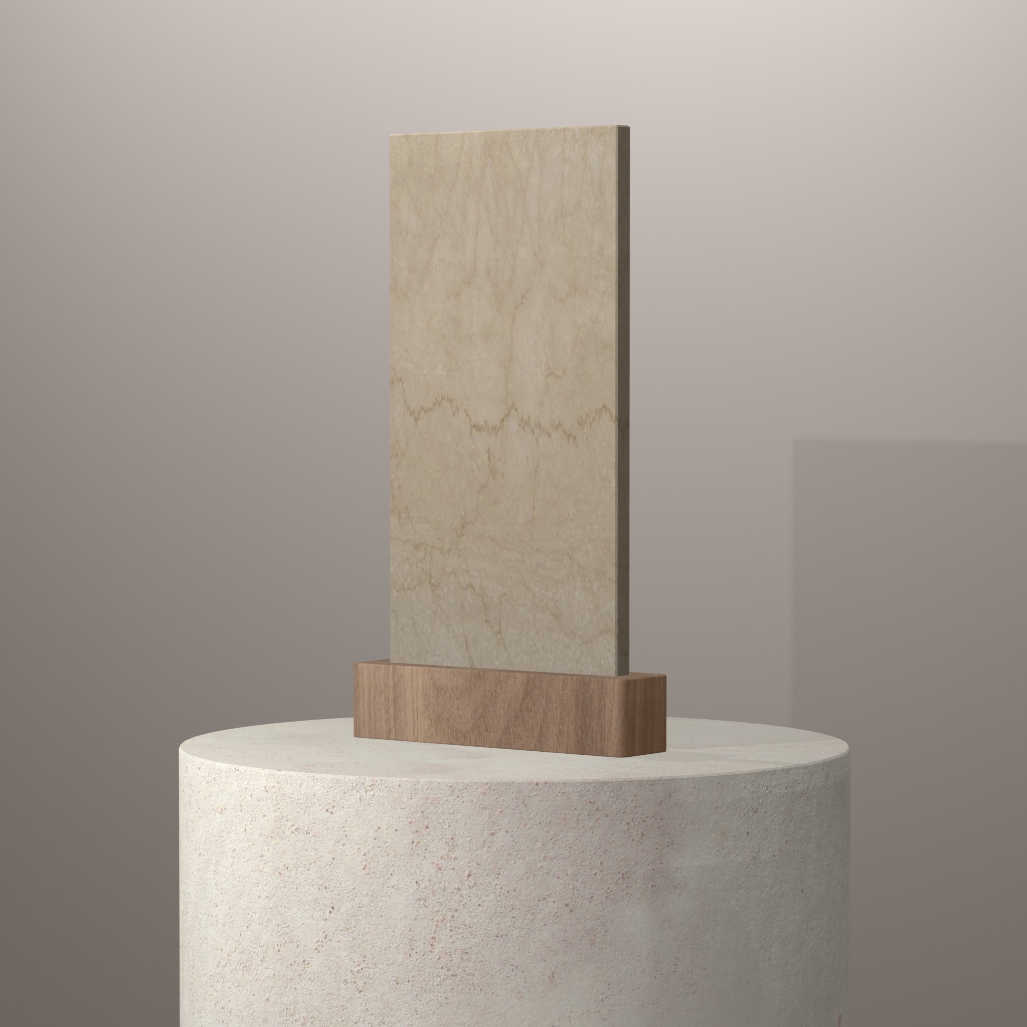 Rendu 3D du coloris Botticino sur piédestal