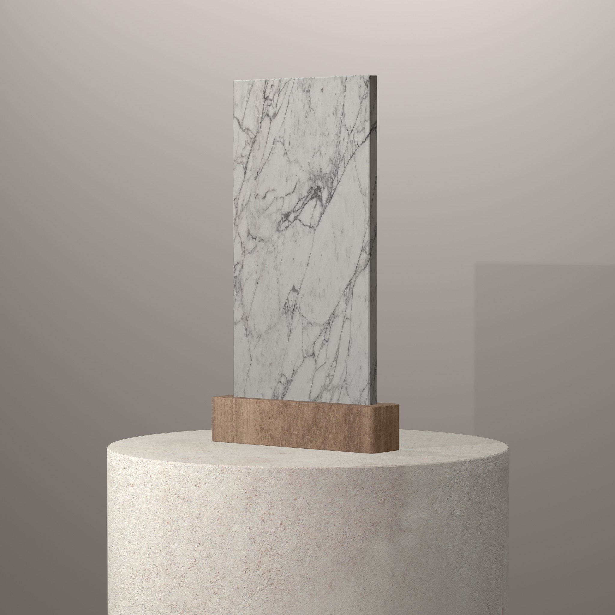 Rendu 3D du coloris Calacatta sur piédestal